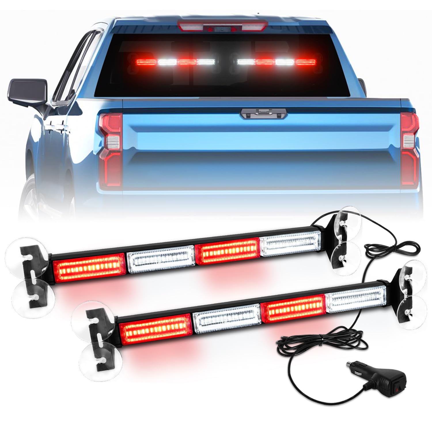 Lrter 2 In 1 Traffic Advisor Light Bar Strobe Flash Light Windshield Led Emergency Strobe Visor Safety Warning Hazard Flashing L