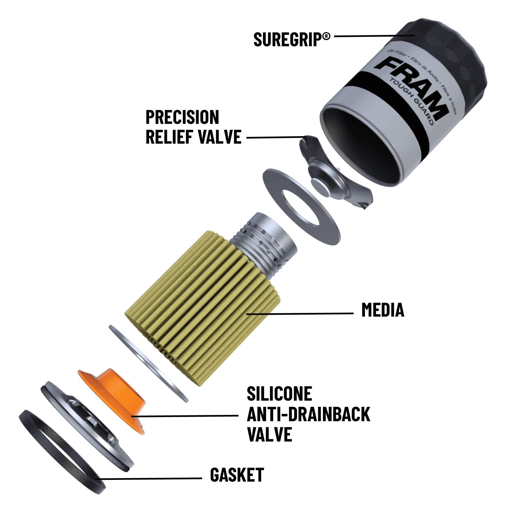 Fram Tough Guard Replacement Oil Filter Tg16, Designed For Interval Full-Flow Changes Lasting Up To 15K Miles