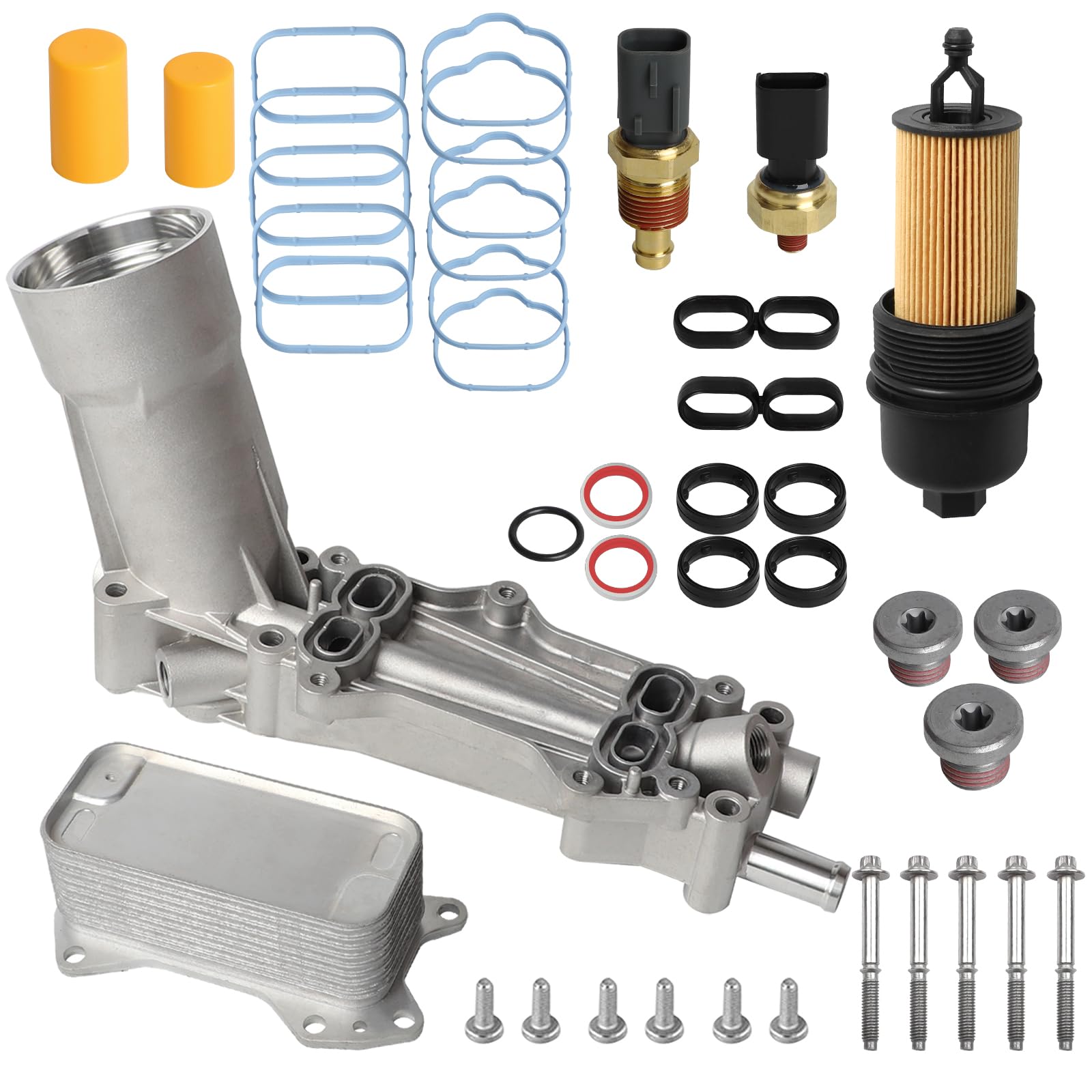 B.Zssy Aluminum Oil Filter Housing Engine Oil Cooler For 2011-2017 Dodge Charger Durango Challenger Journey Jeep Wrangler Cherokee Chrysler 200 300 Ram Promaster 3.6L V6 For 926-876 926-959 68105583Af