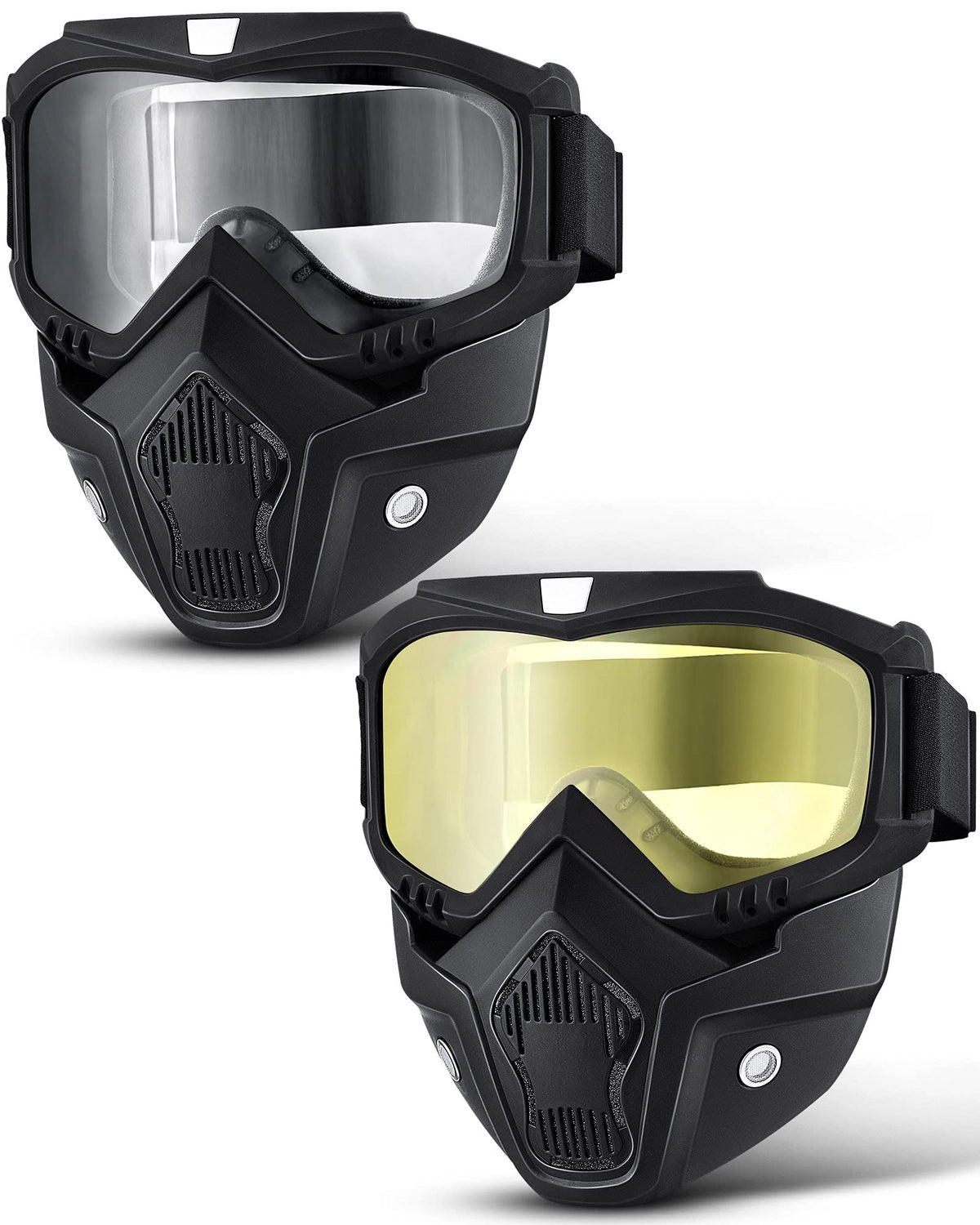 Frienda 2 Pieces Motorcycle Goggles Helmet Riding Goggles Glasses With Face Cover(Yellow, Dark Brown)