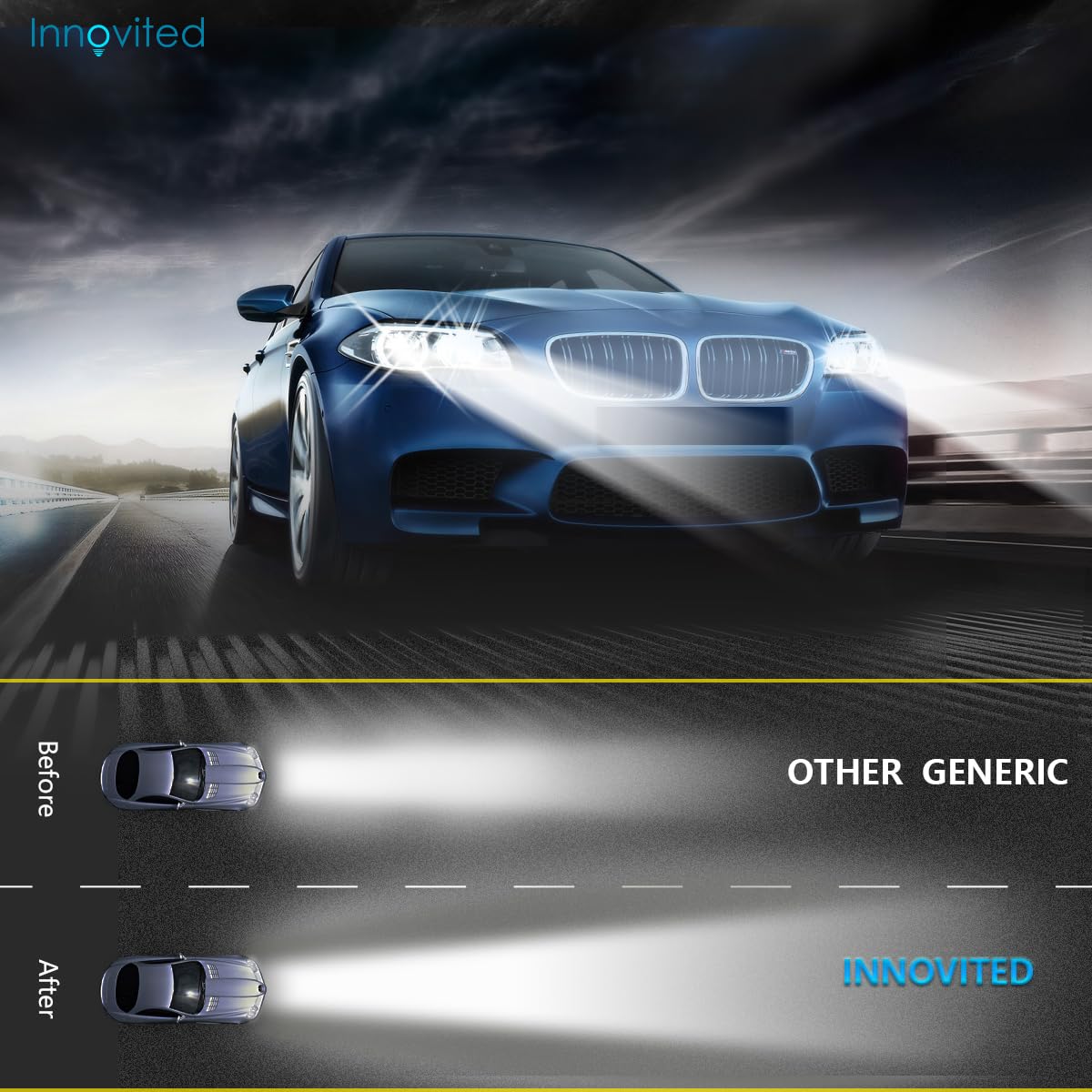 Innovited 9004 9007 3000K (Low Beam Only) Hid Xenon Bulb X 1 Pair Bundle With 2 X 55W Platinum Digital Ballast (Golden Yellow)