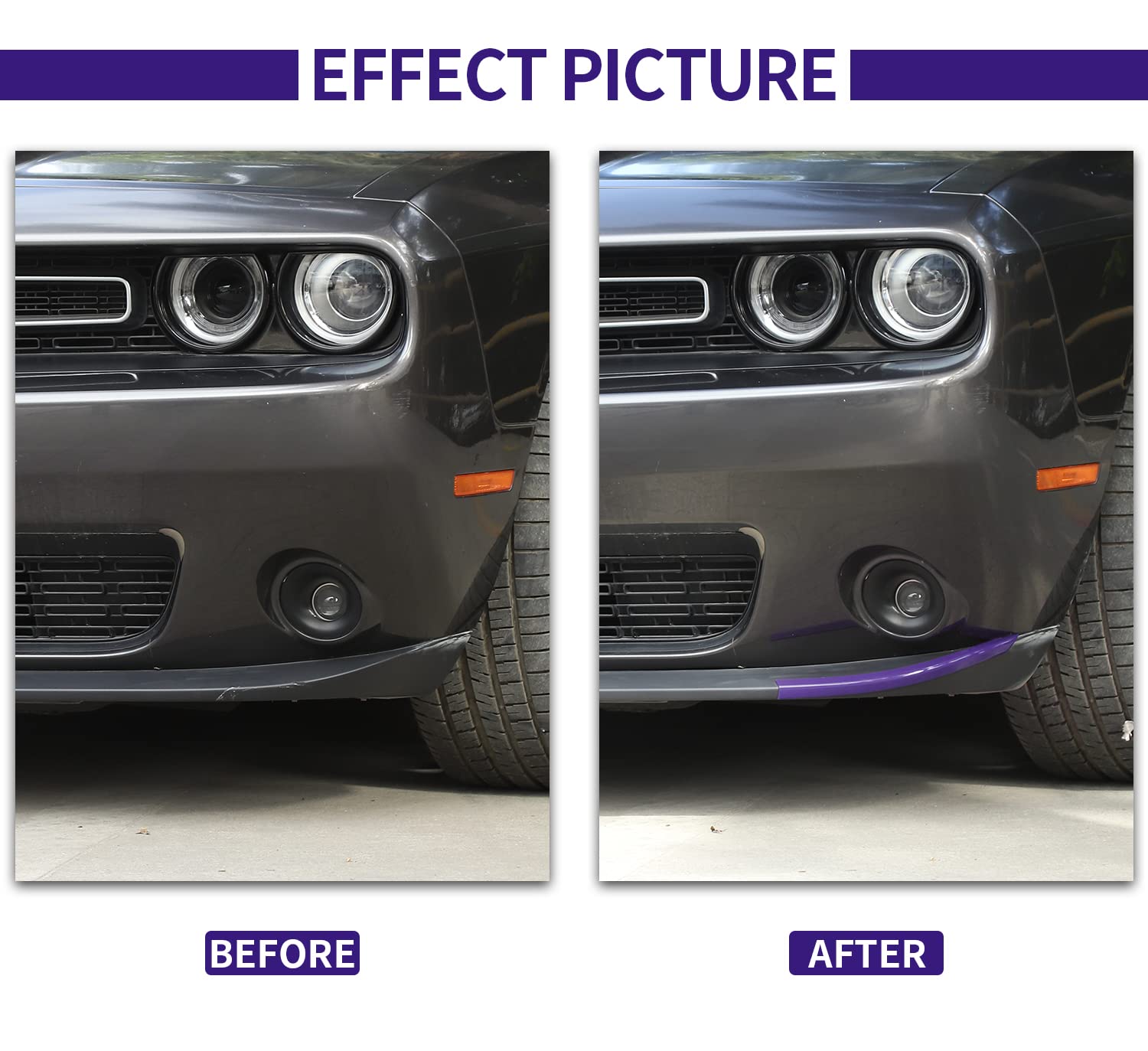 Voodonala For Dodge Challenger 2015-2023 Front Bumper Lip Splitter Protector Cover Compatible For Challenger 2015-2023(Purple, S
