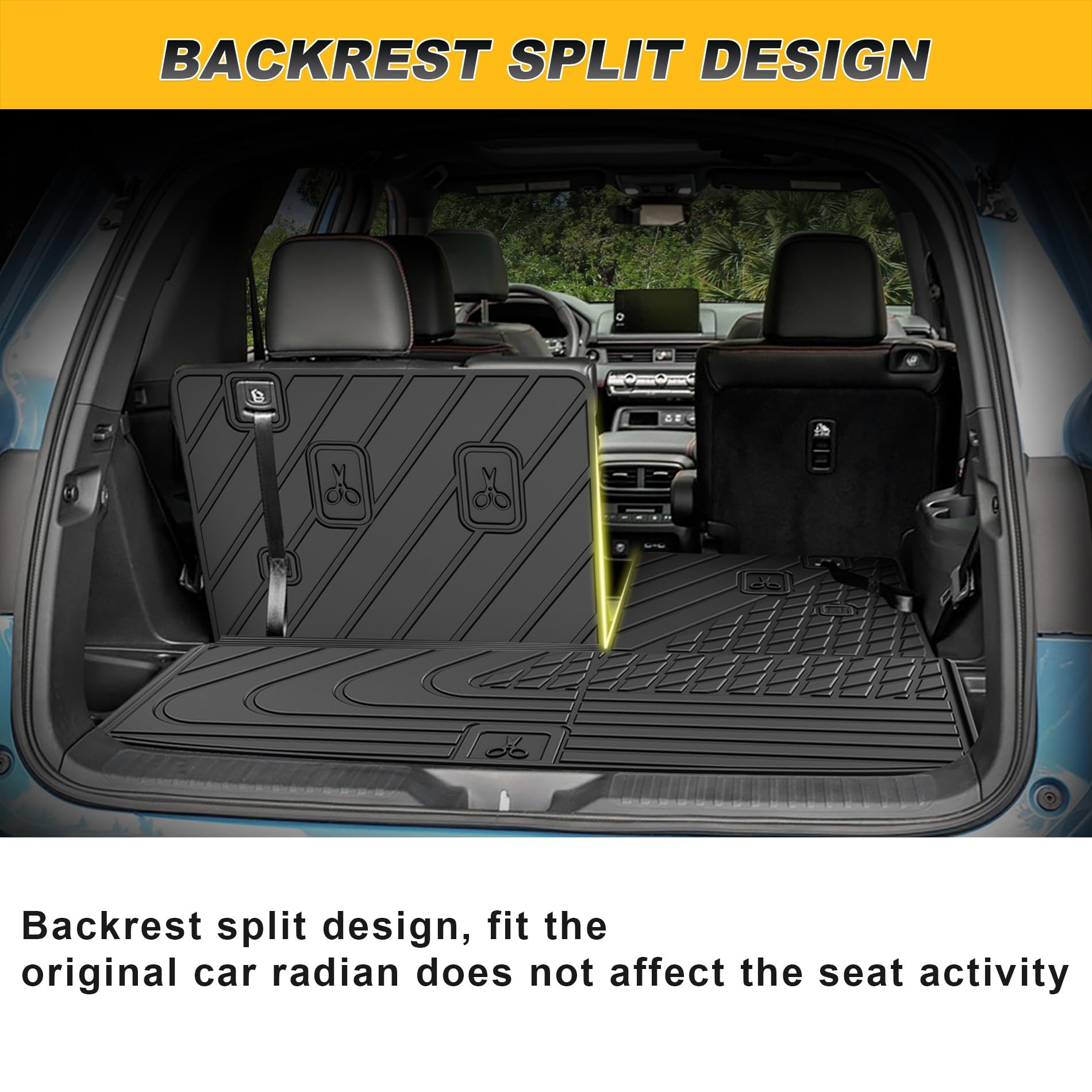 2025 Pilot Floor Mats & Cargo Liner & Backrest Mat Fit for Honda Pilot 2023 2024 2025: All Weather Protection Floor Liner with B