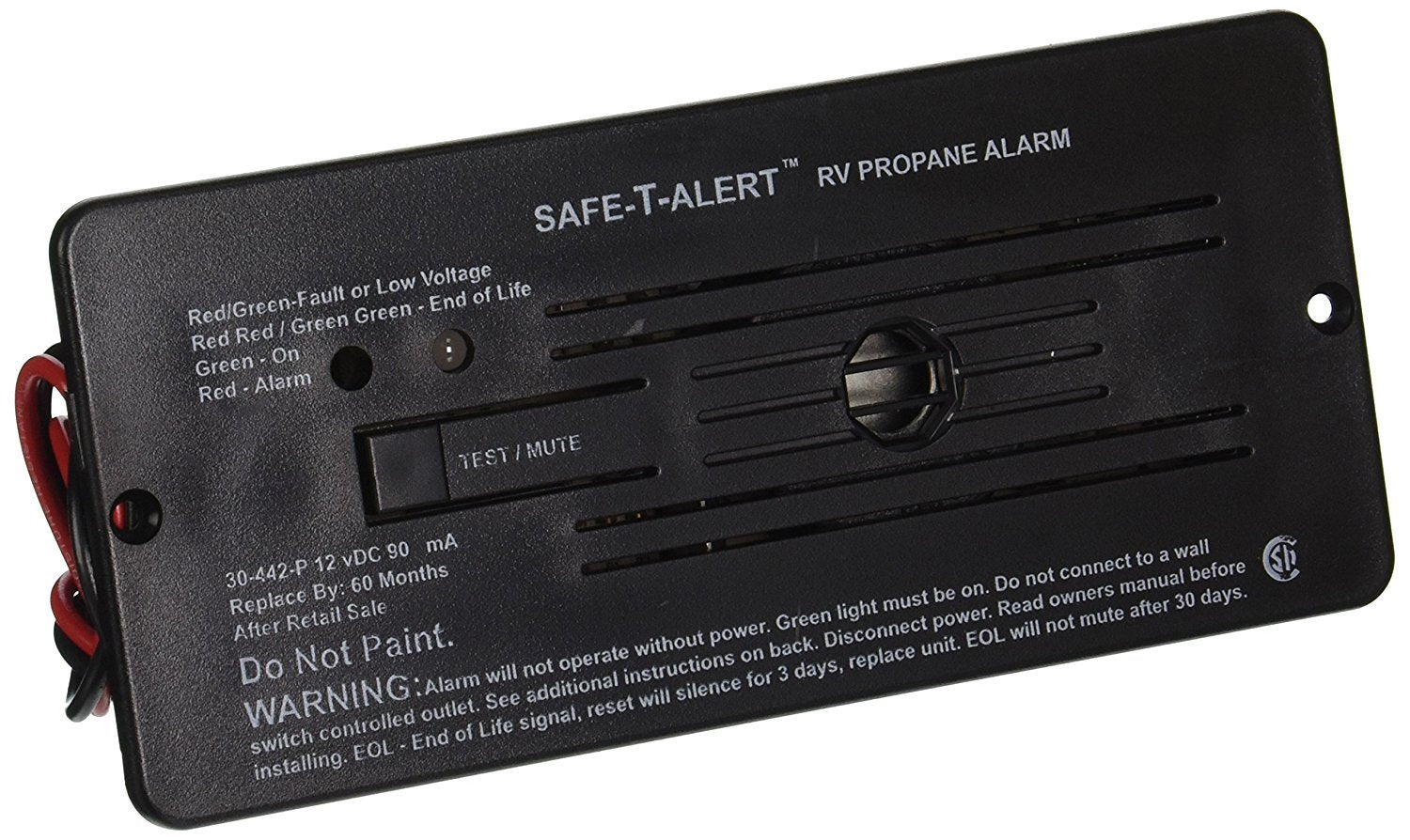 Safe T Alert - Classic LP Gas Alarm - Flush Mount Black - 30-442-P-BL