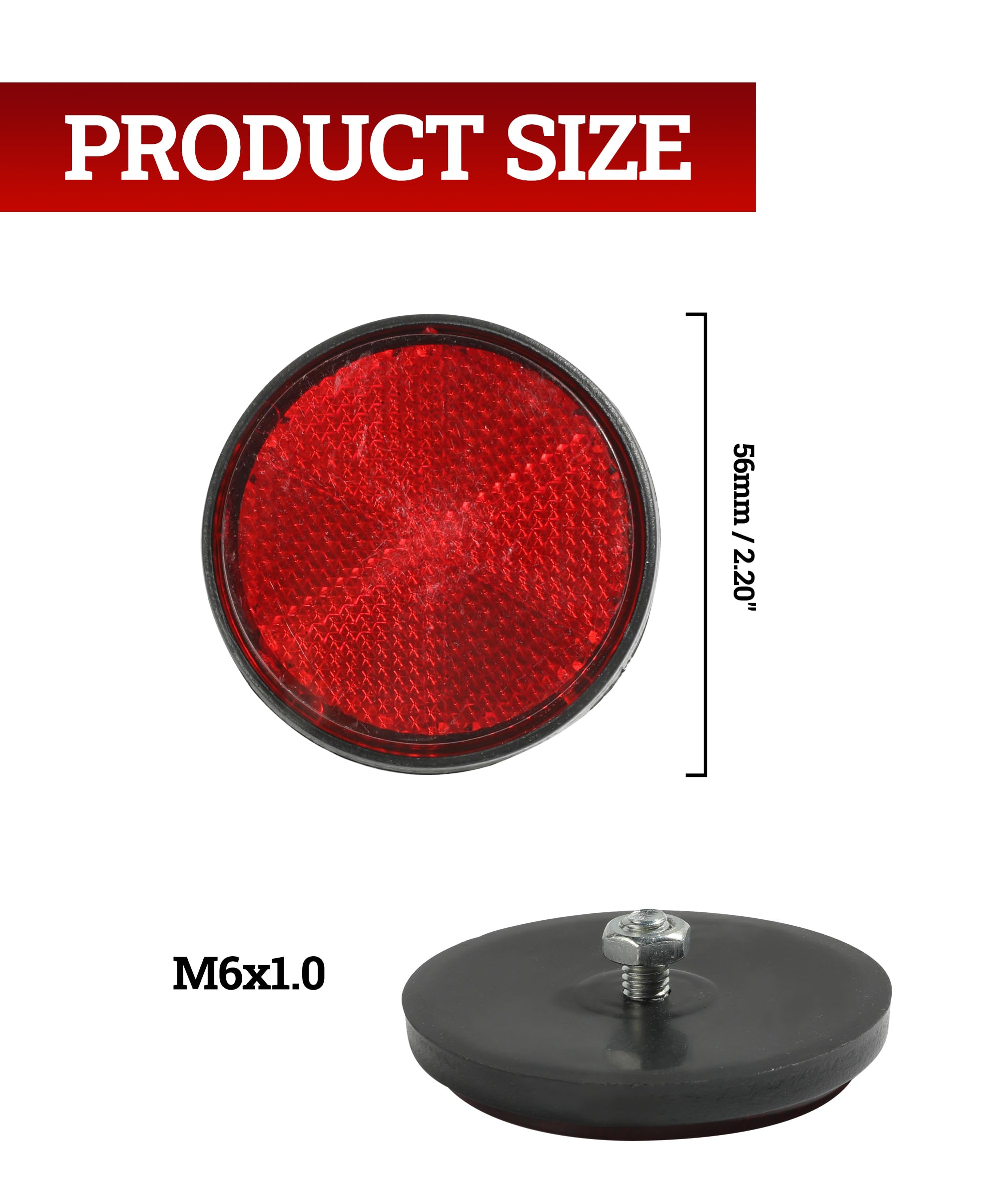 Zlirfy 2Pcs Round Rear Reflectors,Motorcycle Bike Screw Mount,Screw On Safety Spoke Reflective Gate Posts Reflector,Red Plastic