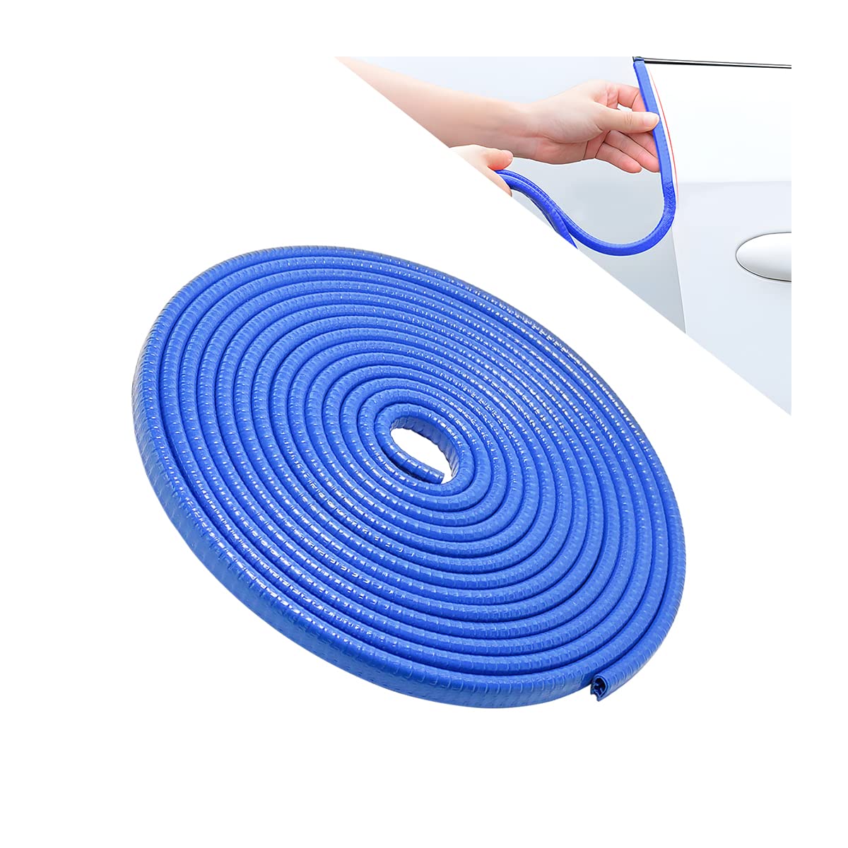 Car Door Edge Guards, 16Ft Car Edge Rubber Seal Trim Protector, No Glue Needed U Shape Car Door Guard Universal For Most Cars, Vehicles, Suvs (Blue/16Ft)
