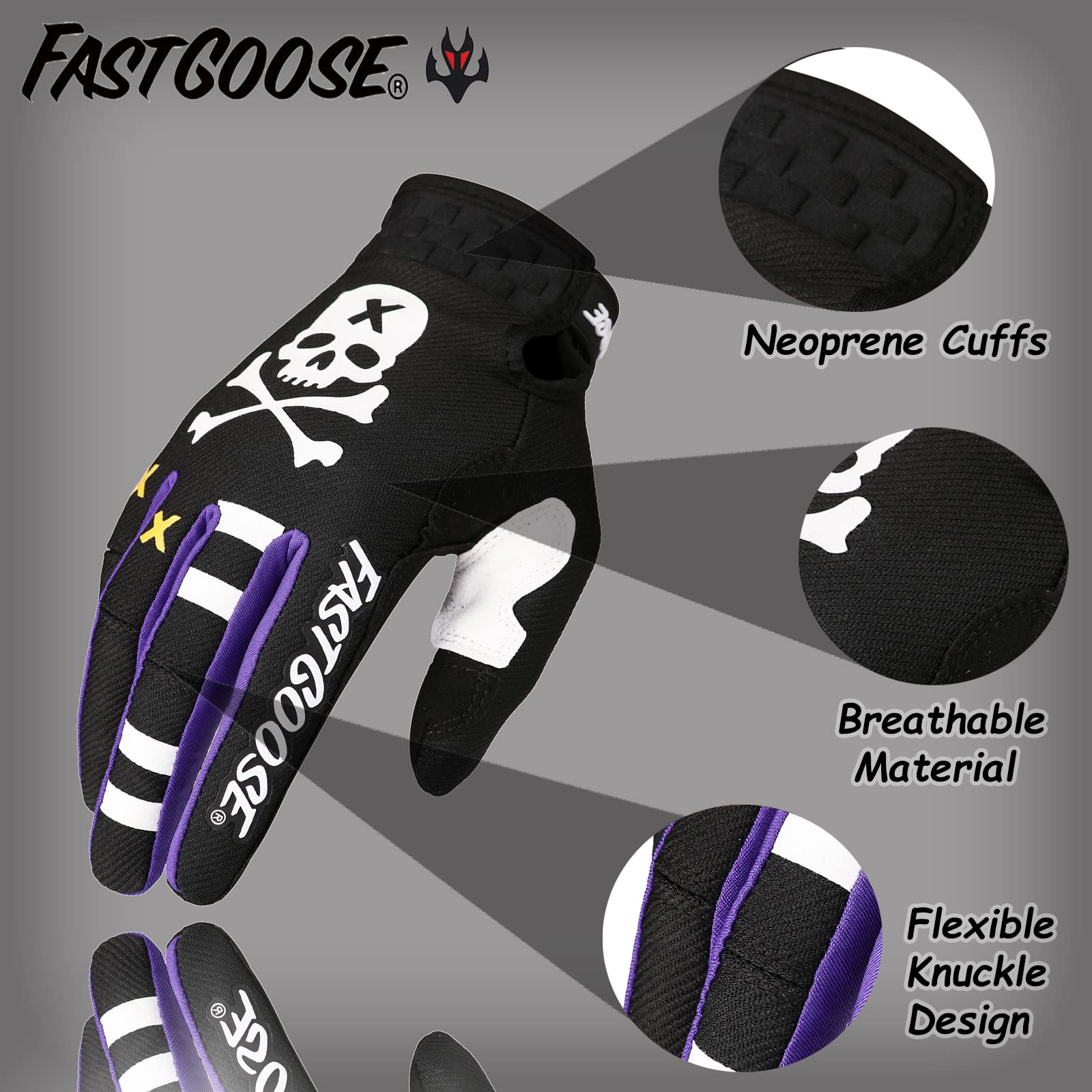 Fastgoose Dirt Bike Motorcycle Gloves Motocross Gloves Motorbike Riding Bike Gloves Atv Mx Mtb Off Road Racing Sports Cycling Glove (Black, Medium)