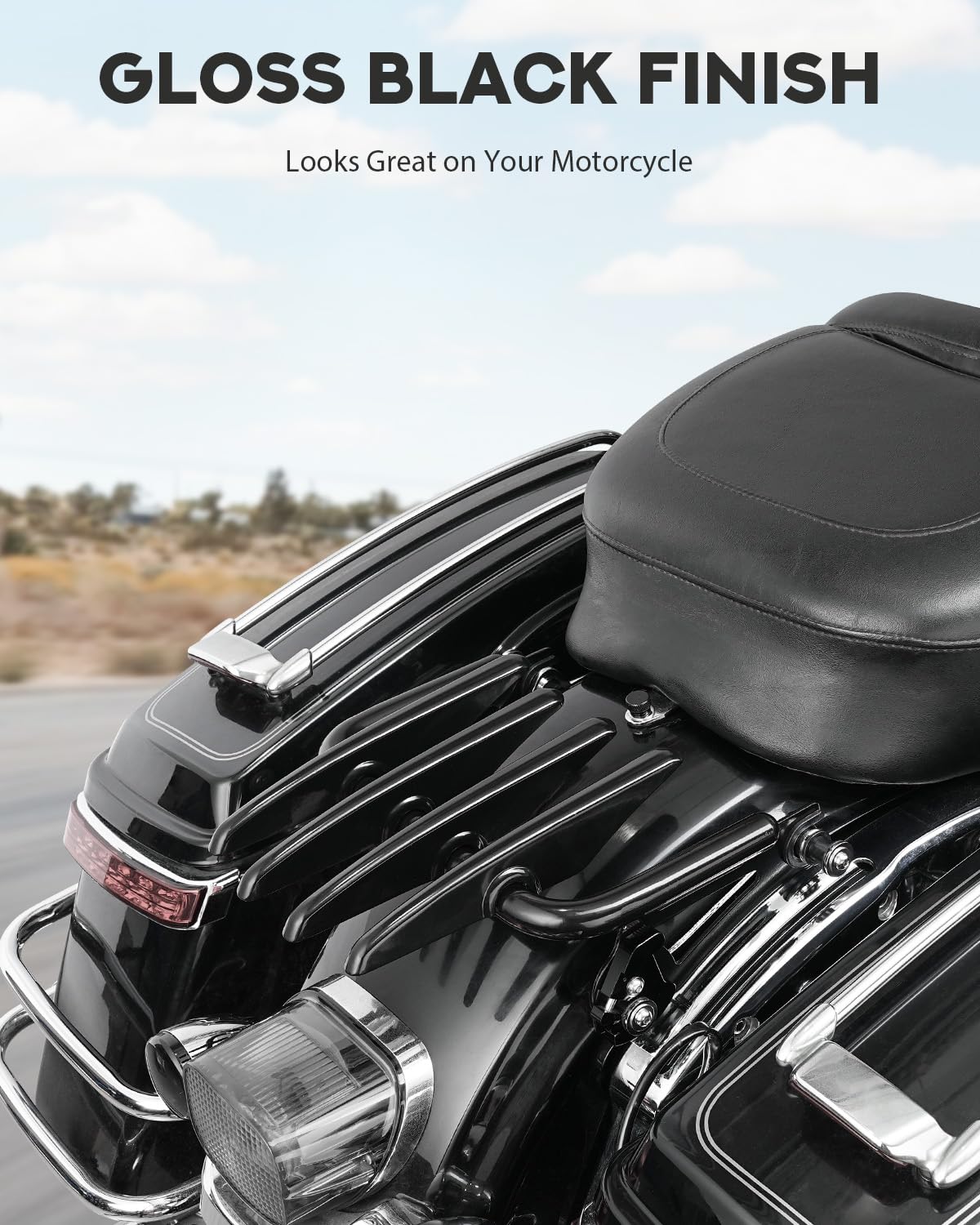 Pbymt Gloss Black Detachable Mounting Luggage Rack Compatible For Harley Touring Street Glide Road King Electra Glide 2009-2023