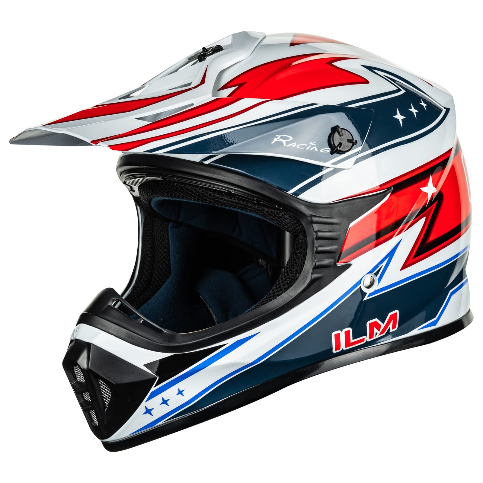 ILM Adult Dirt Bike Helmets Motocross ATV Dirtbike BMX MX Offroad Full Face Motorcycle Helmet, DOT Approved Model 128S (Red Blue