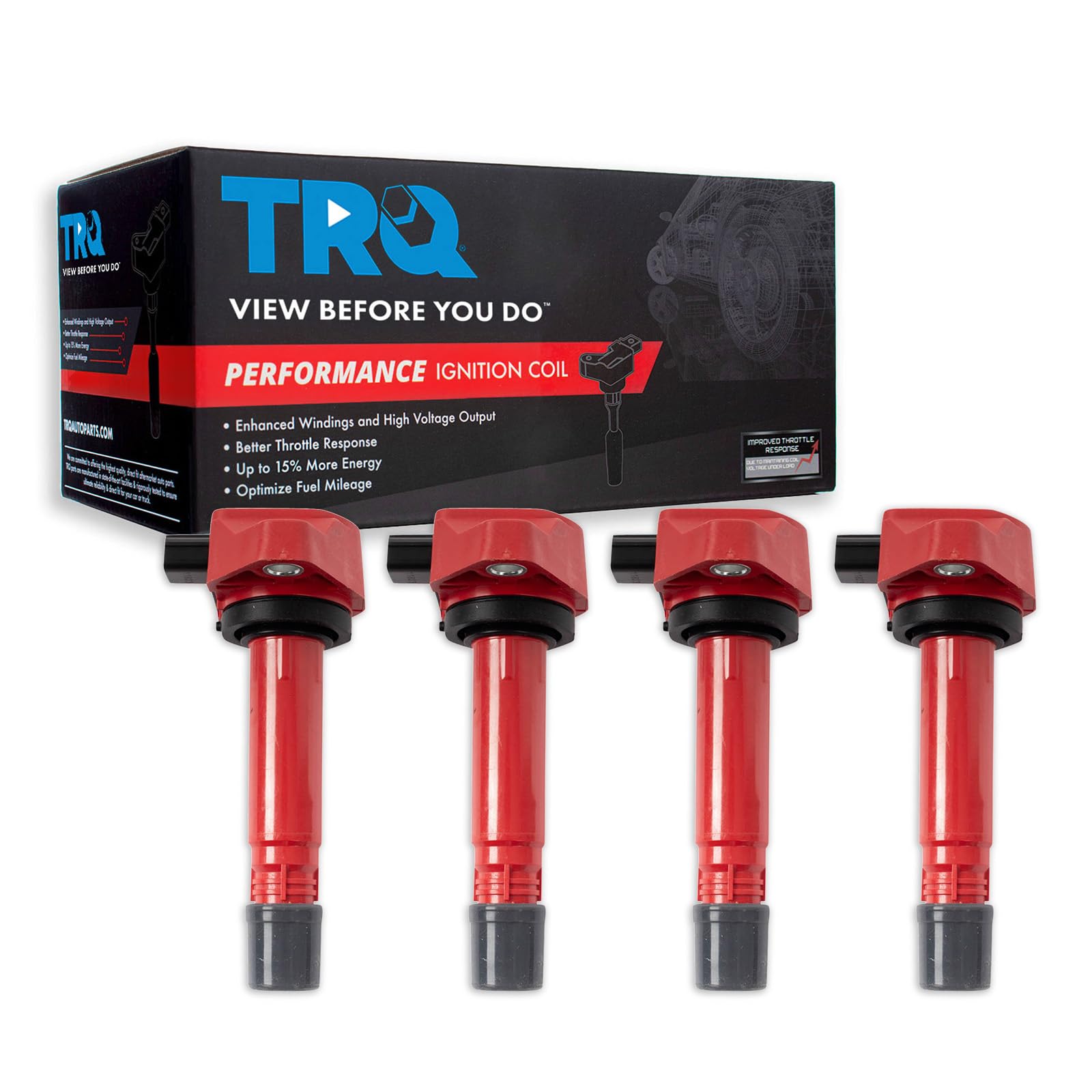 TRQ Ignition Coil Set Compatible with 2006-2011 Honda Civic