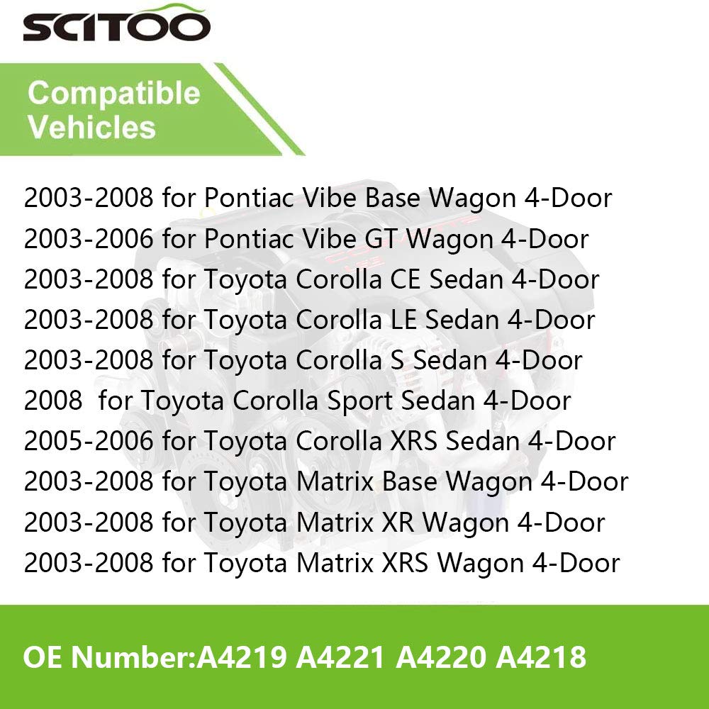 Scitoo Engine Mounts Set 4Pcs A4219 A4221 A4220 A4218 Compatible With For Toyota For Corolla 2003-2008 Matrix 2003-2006 For Pontiac Vibe 2003-2008 1.8L