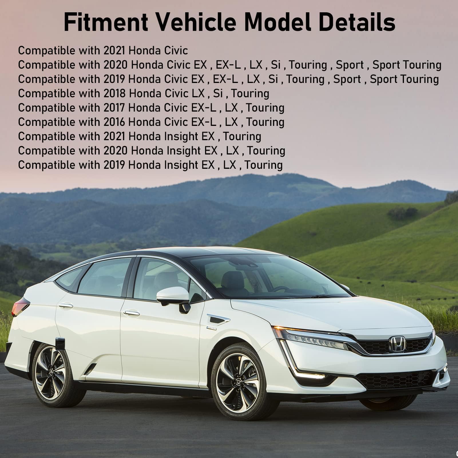 Moonlinks Right Side Mirror Cover Replacement for 2016-2021 Honda Civic - Platinum White Pearl, 10th Gen Civic, 2019-2022 Insight