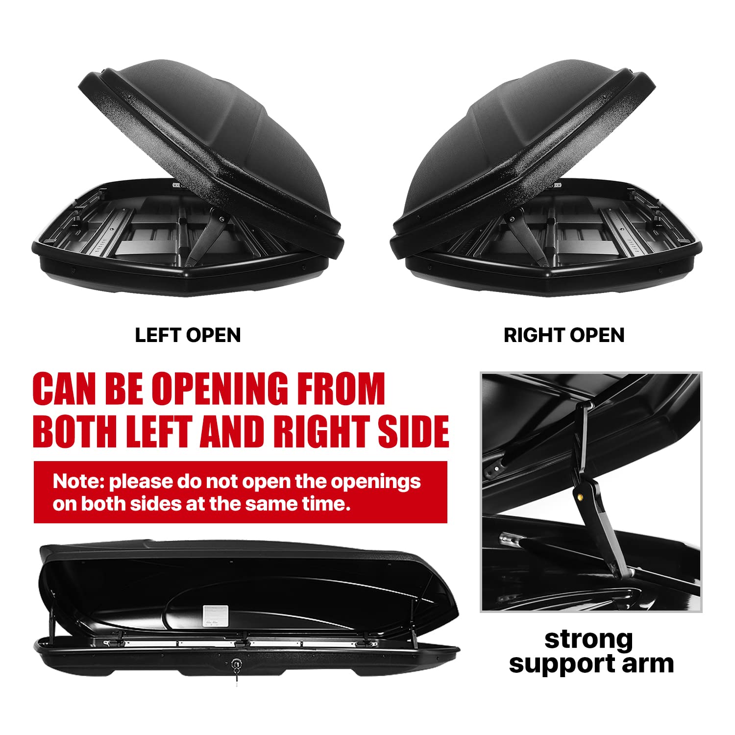 DNA MOTORING Extra Long XXL Rooftop Cargo Carrier Box Lockable Roof Luggage Storage Case w/Lock+Keys, 110Lb Capacity, 15 Cubic F