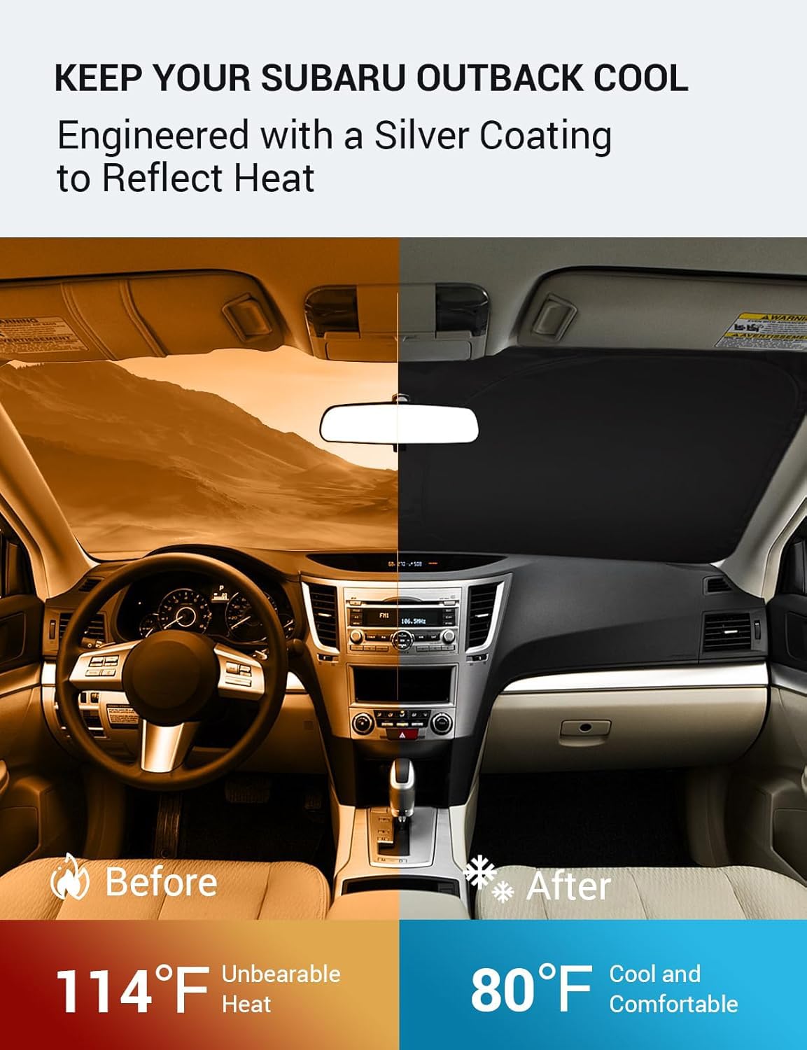 Proadsy 2025 Upgrade Windshield Sun Shade Custom Fit 2010-2014 Subaru Outback Foldable Front Sunshade Protector Sun Visor Blocks