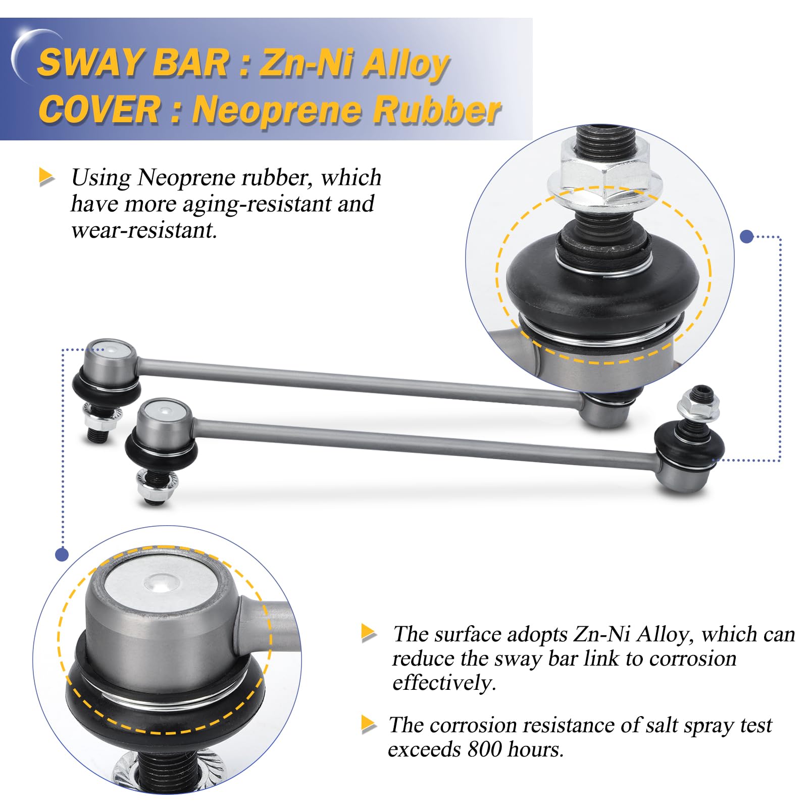 K750574 Zinc-Nickel Alloy Front Stabilizer Sway Bar End Link For 2011-2020 Toyota Sienna Replaces# 4882008030, 4883017050