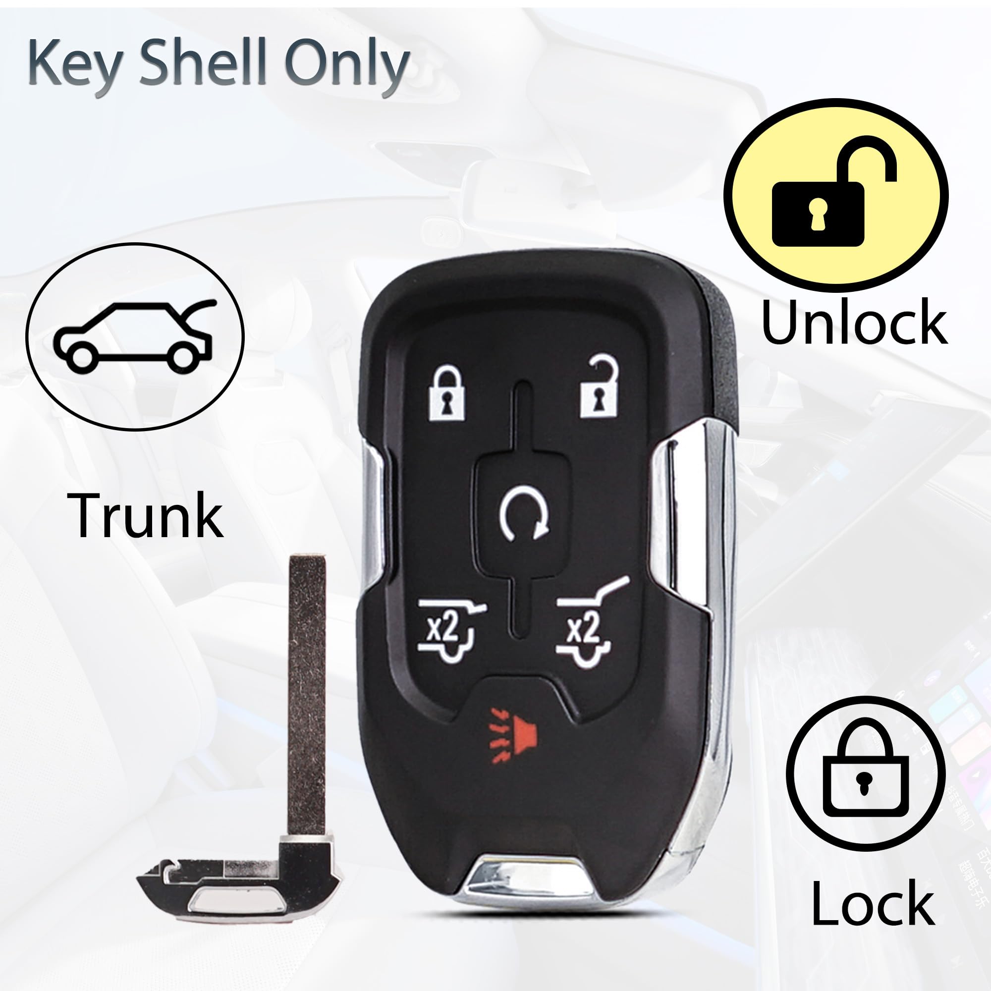 Supaland Key Fob Shell Case Replacement Fits For Chevy Suburban Tahoe Gmc Yukon 2015 2016 2017 2018 2019 2020 Keyless Entry Smar