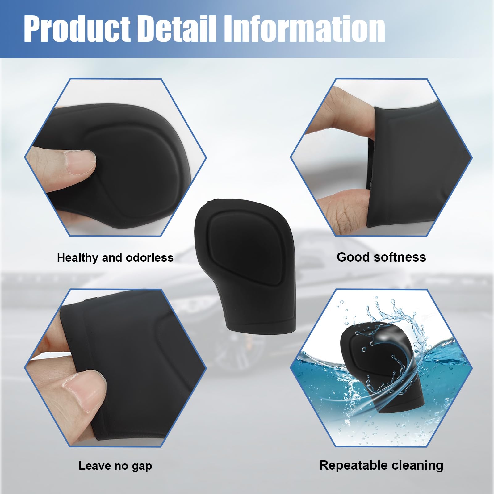 Ziciner 2PCS Car Gear Shift Knob Cover, Elastic Silicone Car Automatic Shift Protect Accessories, Anti-Slip Auto Knob Gear Stick