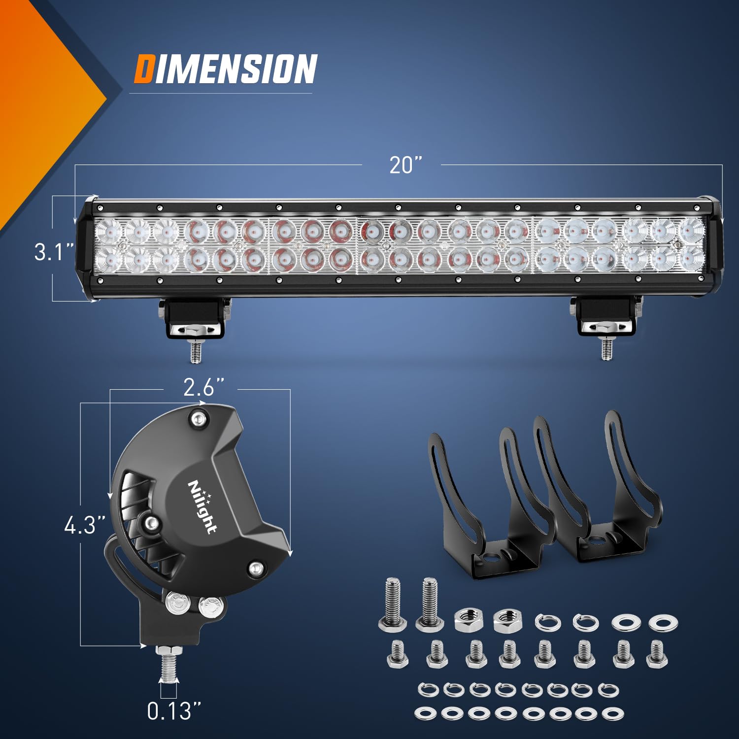Nilight Led Light Bar 20 Inch 126W Spot Flood Combo Red Beam Off Road Lamp Fishing Hunting Emergency Deck Work Lighting For Truc
