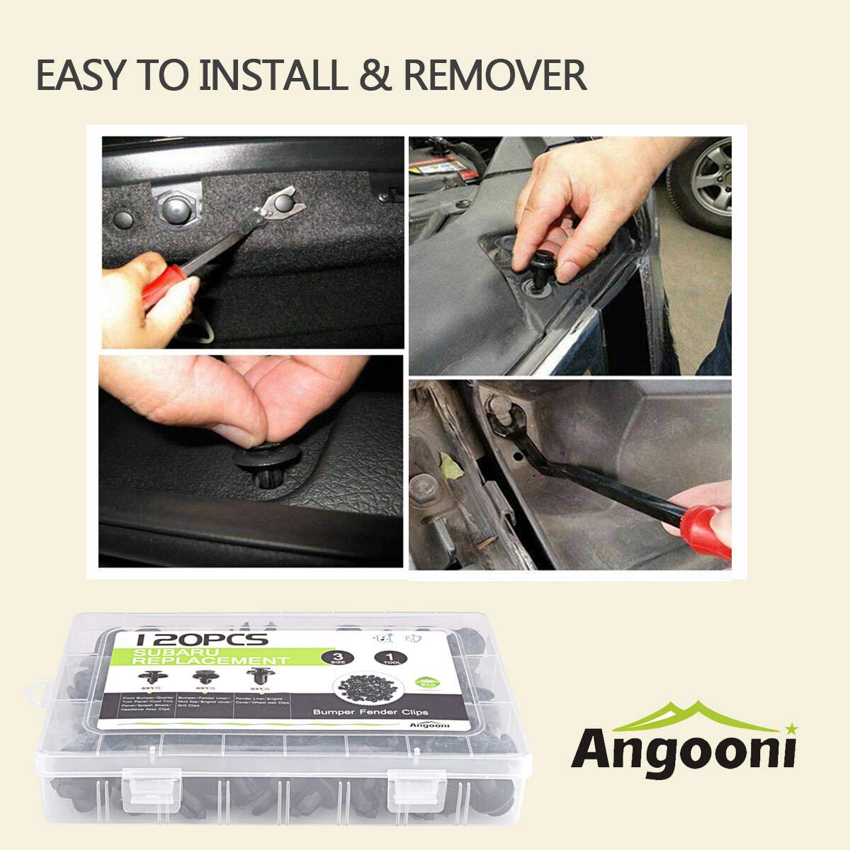 Angooni 7mm 8mm 10mm Compatible with Subaru Push Retainer Clips | Stronger Than Original OEM, 120PCS Fastener Rivet Clips Nylon