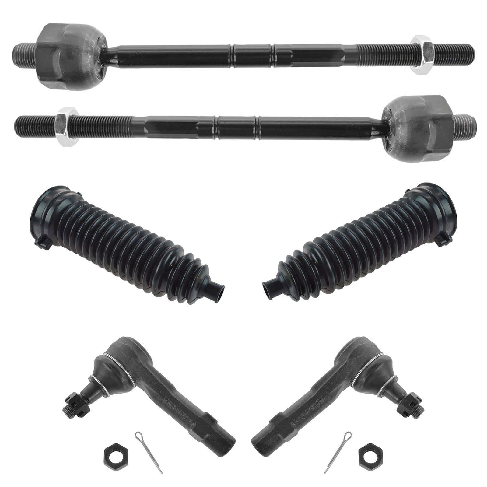Trq Front Steering Kit Steering Rack & Pinion Bellow Tie Rod Compatible With 2001-2003 Ford Explorer Sport 2001-2005 Explorer Sp