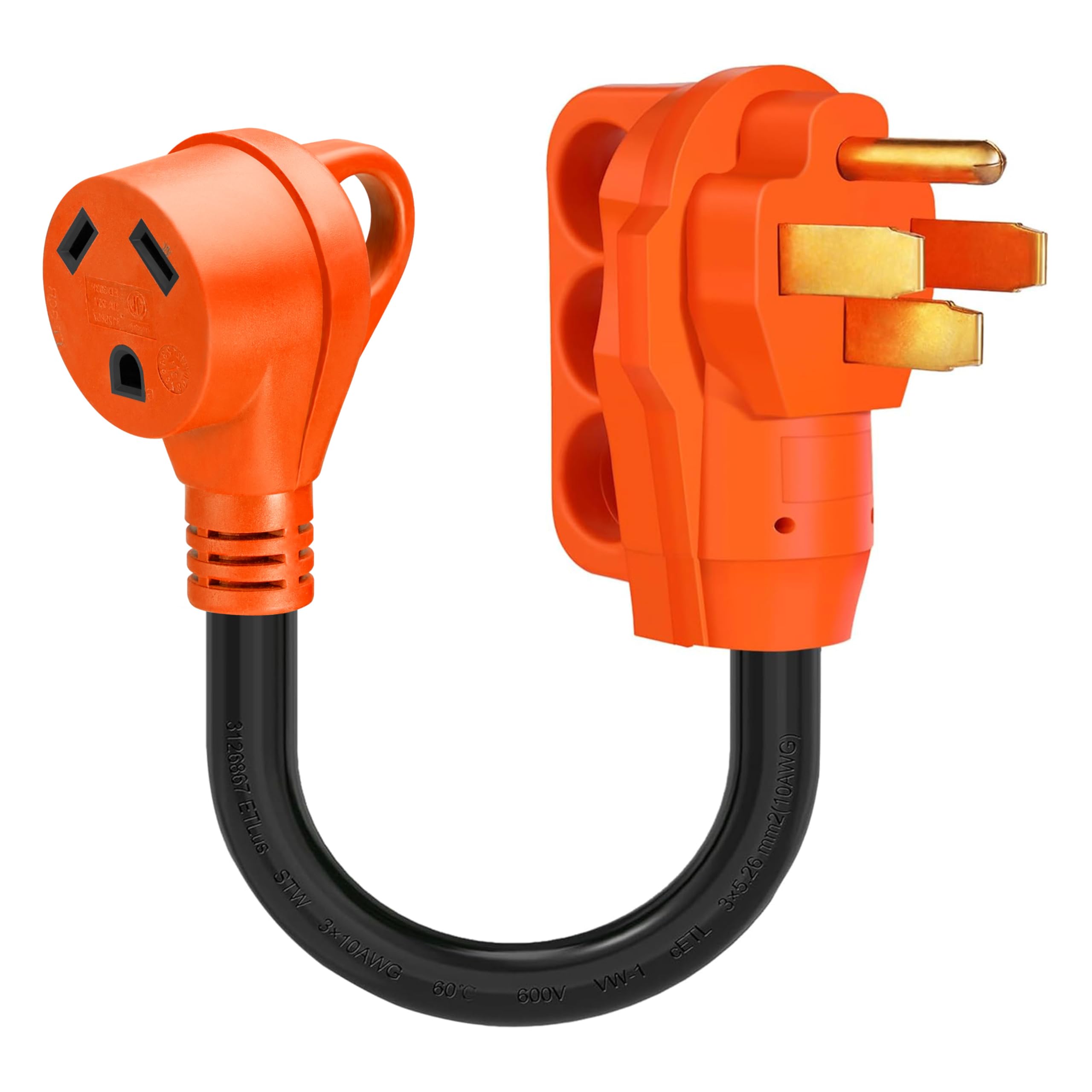 Ficstar 50 Amp To 30 Amp Rv Adapter Cord,Electrical Power Adapter,10 Gauge Rv Dogbone Adapter Cord 12 Inch With Grip,Nema 14-50P