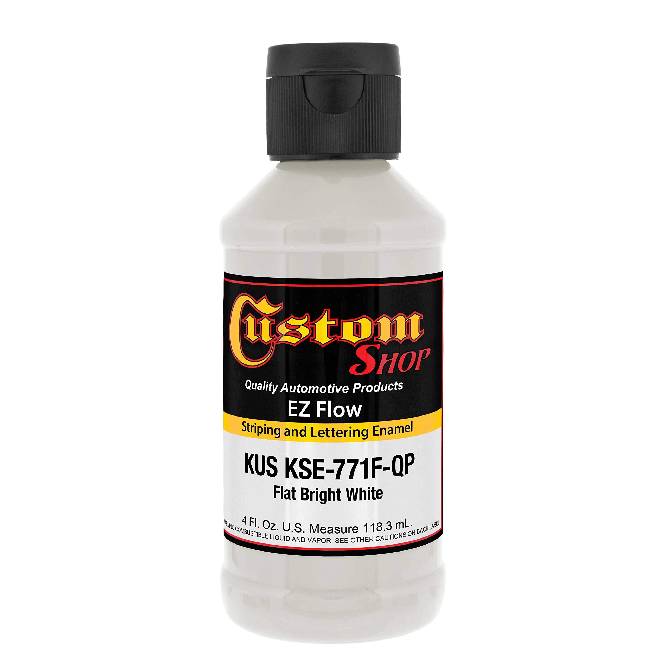 Custom Shop KSE771F-QP Flat Bright White - EZ Flow Striping Lettering Enamel - 4 Ounce