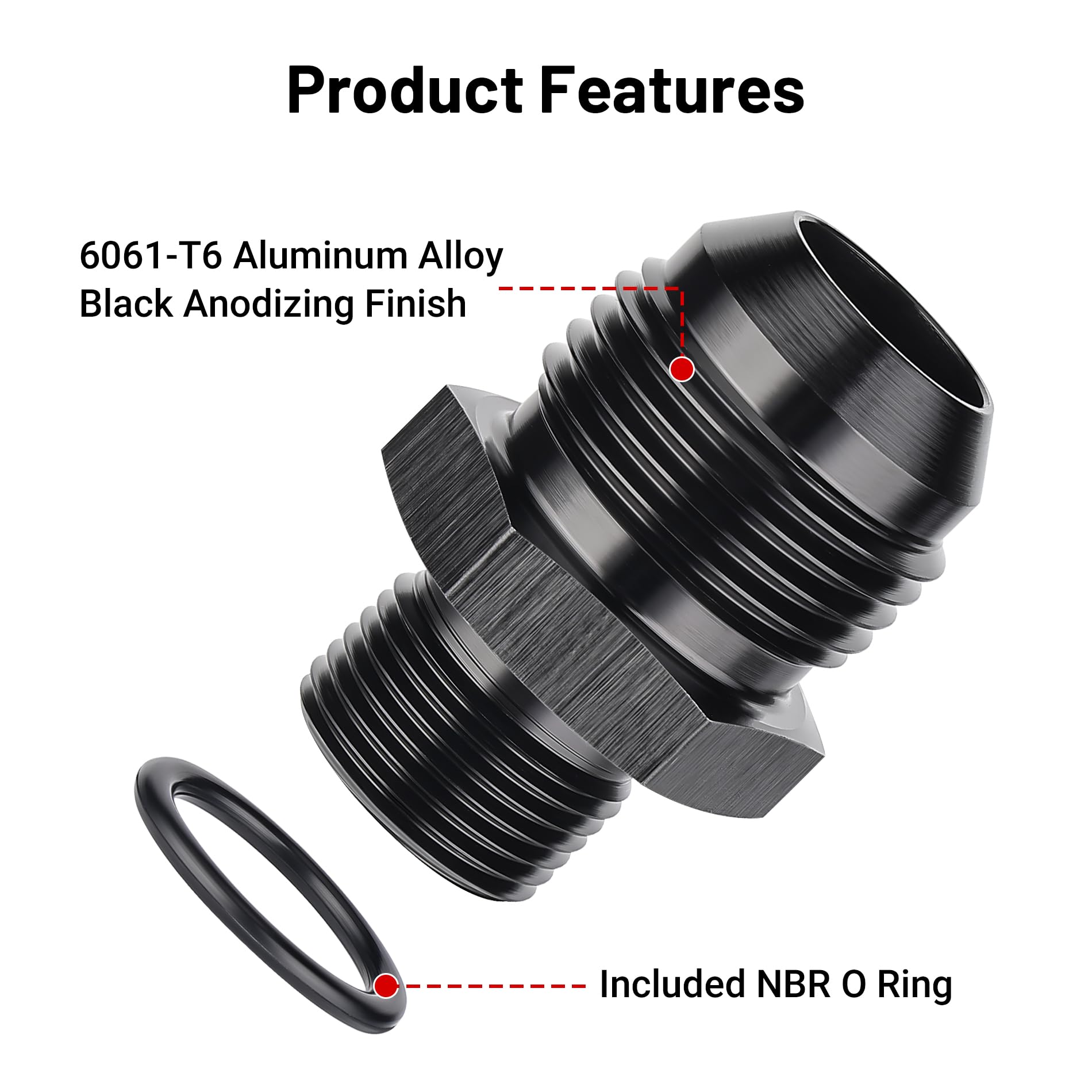 Evil Energy 12An Male Flare To M20 X 1.5Mm Male Metric Fitting Adapter Aluminium Alloy 2Pcs