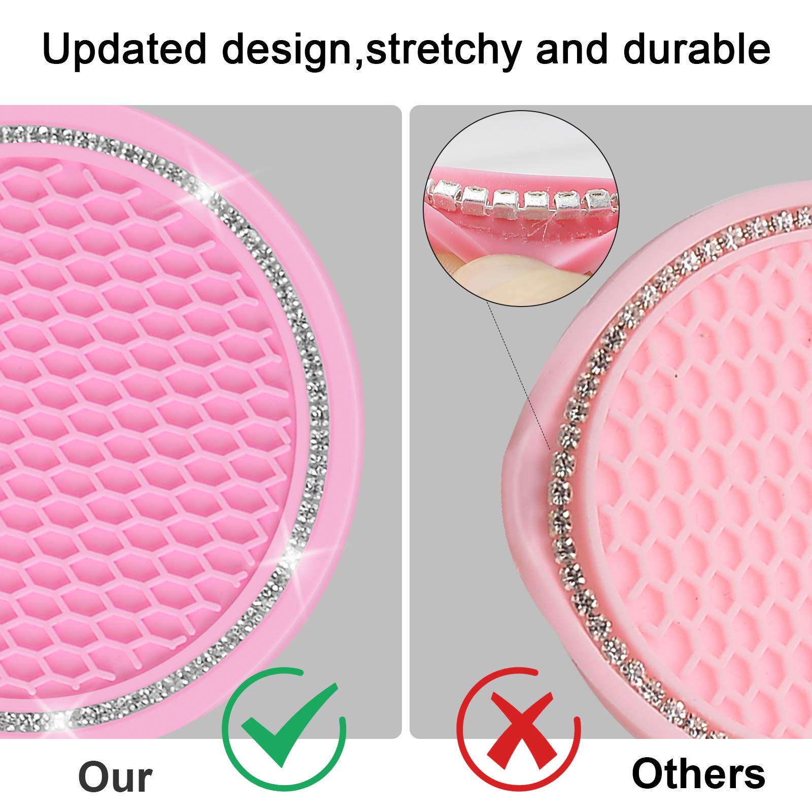 Car Coasters For Cup Holders, Shanshui 2.75 Inches Cute Car Accessories Anti-Slip Silicone Cup Holder For Car (Blackpink/ 4Pcs)