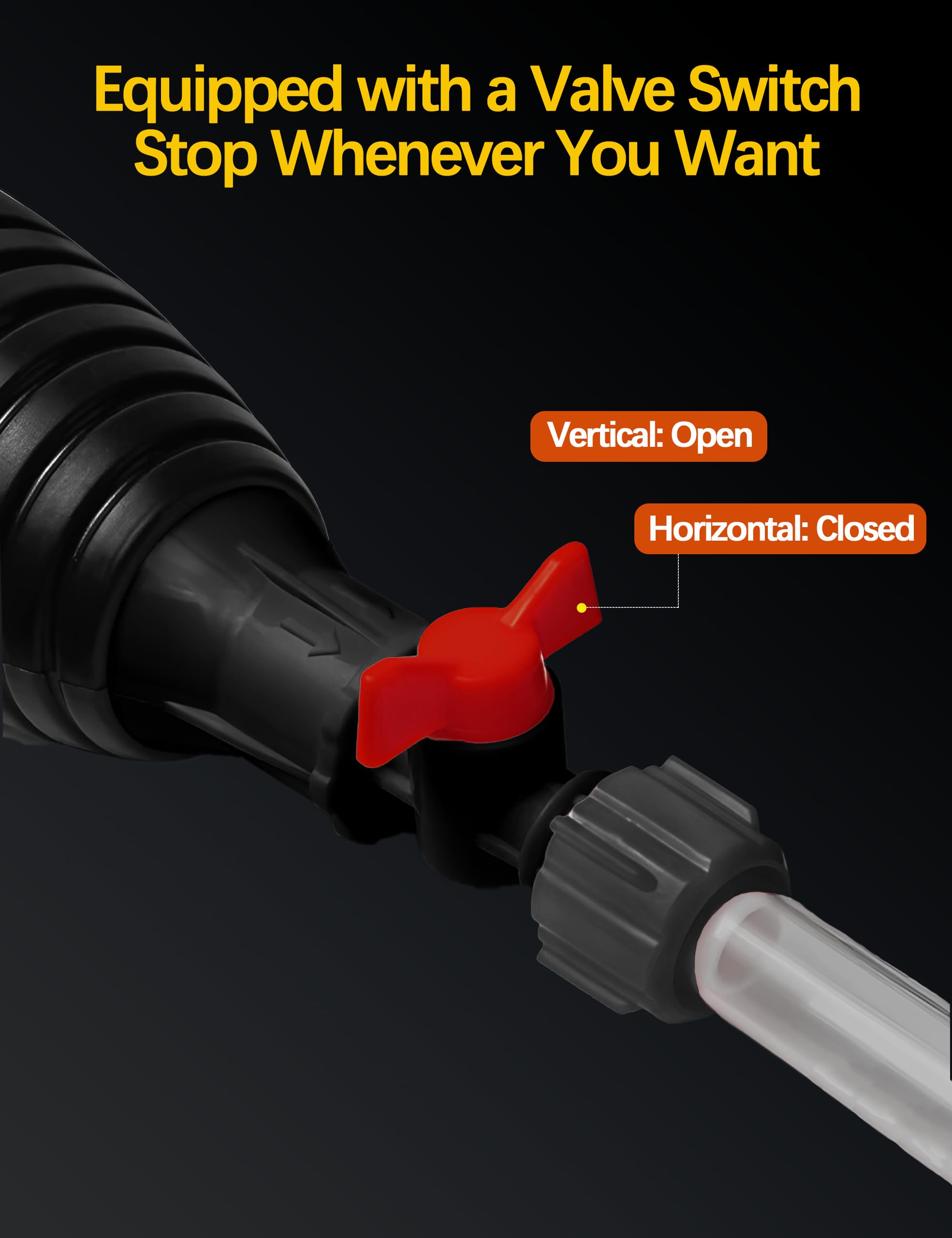 Hand Fuel Pump, 8.2ft Siphon Hose Transfer Pump with Brass Valve and Clips for Gasoline, Lawn Mower, Snow Blower, Yard