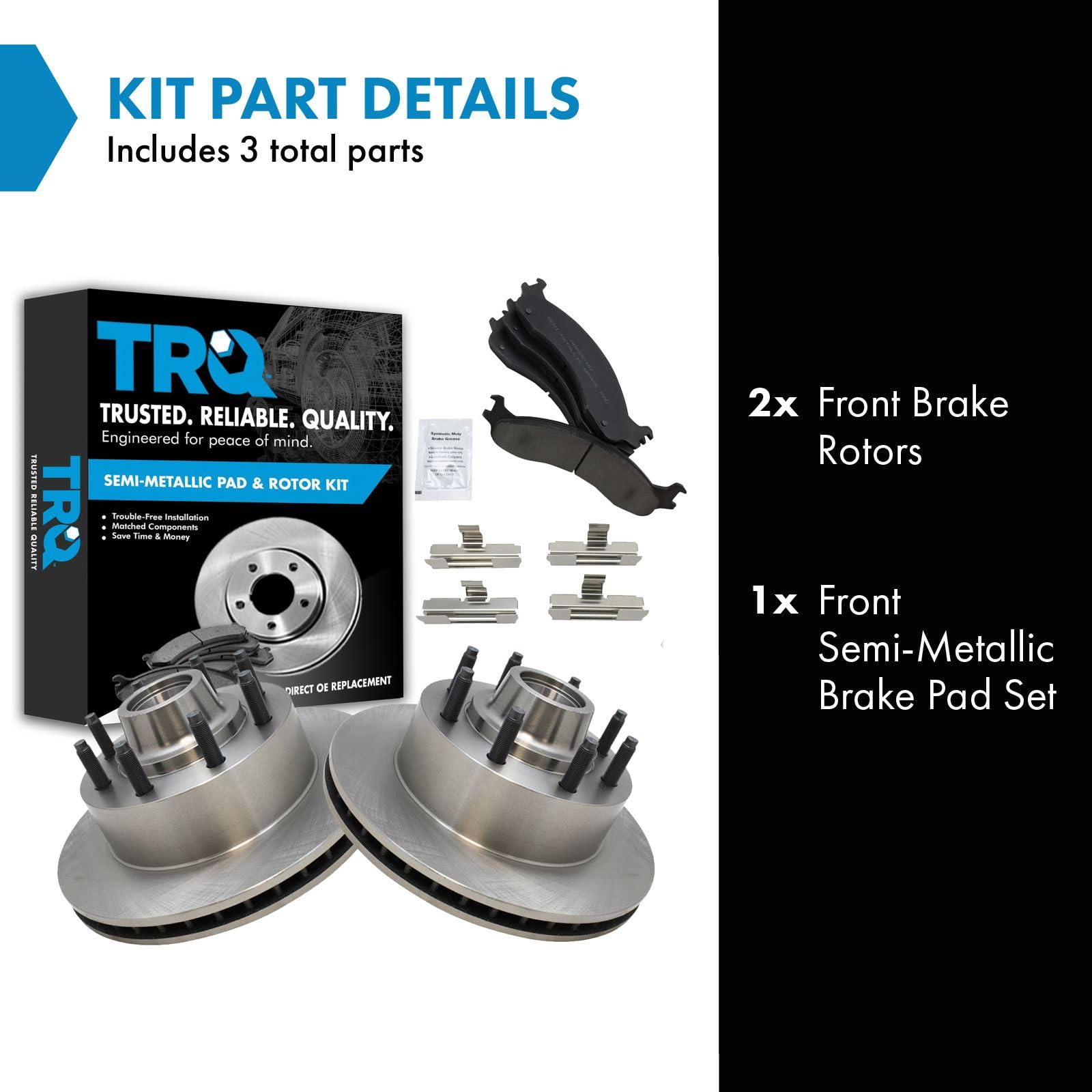 Trq Abs Front Brake Pad & Rotor Pair Kit Set Premium For Ford Van Econoline