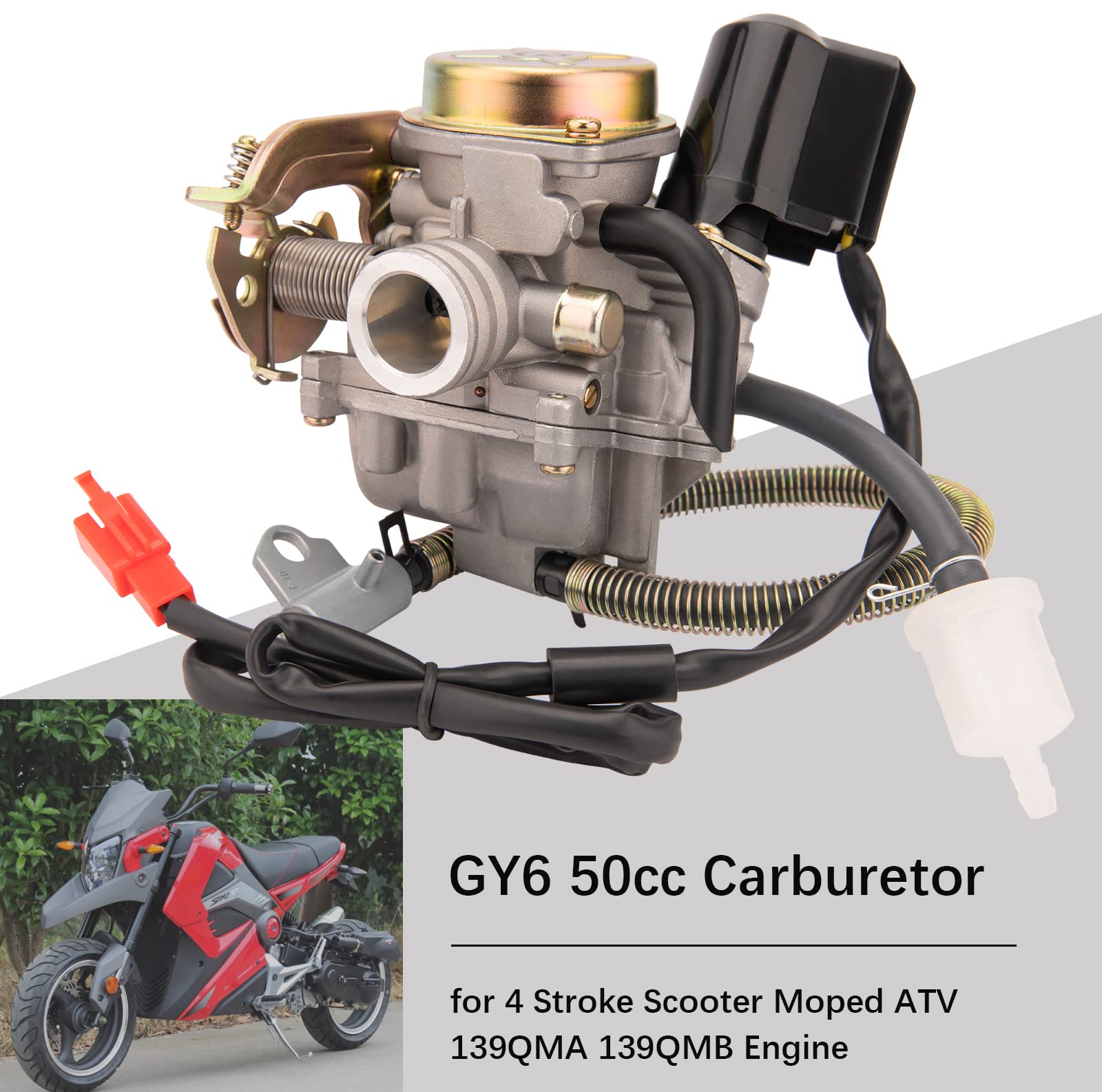 50CC Carburetor 4 Stroke GY6 High Performance 139QMB Carburetor for 49cc 50cc Scooter Moped PD18J Carb Engine, 50 cc Carburetor,