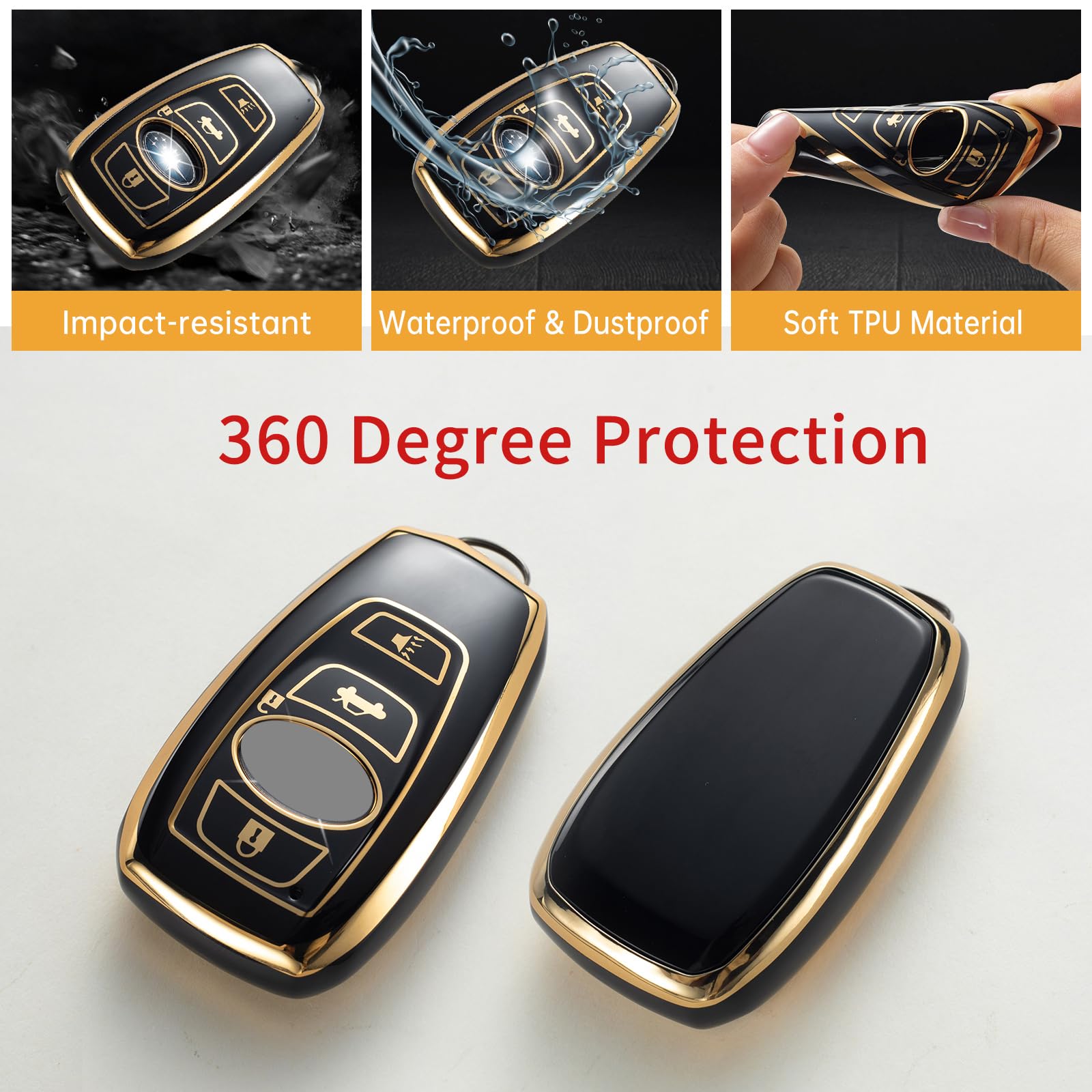 Gematay For Subaru Key Fob Cover With Keychain Lanyard, Soft Tpu Key Fob Protector Compatible With Ascent Brz Crosstrek Forester