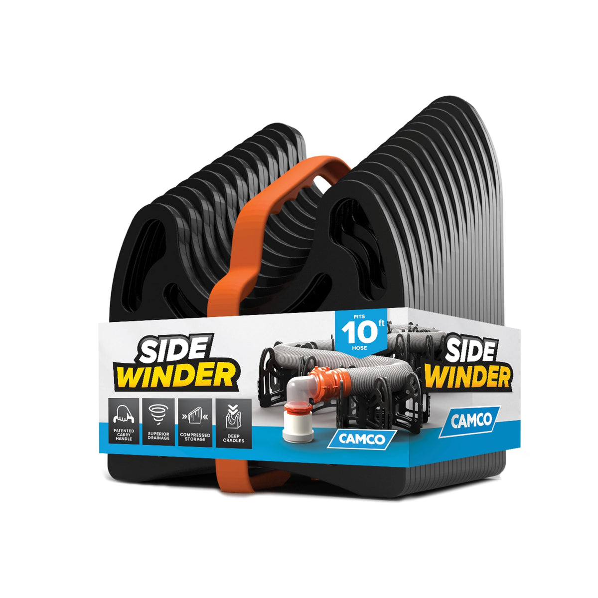 Camco Sidewinder 10-Ft Rv Sewer Hose Support - Flexible Telescoping Design For Avoiding Obstacles & Deep Cradles Secure Rv Sewer