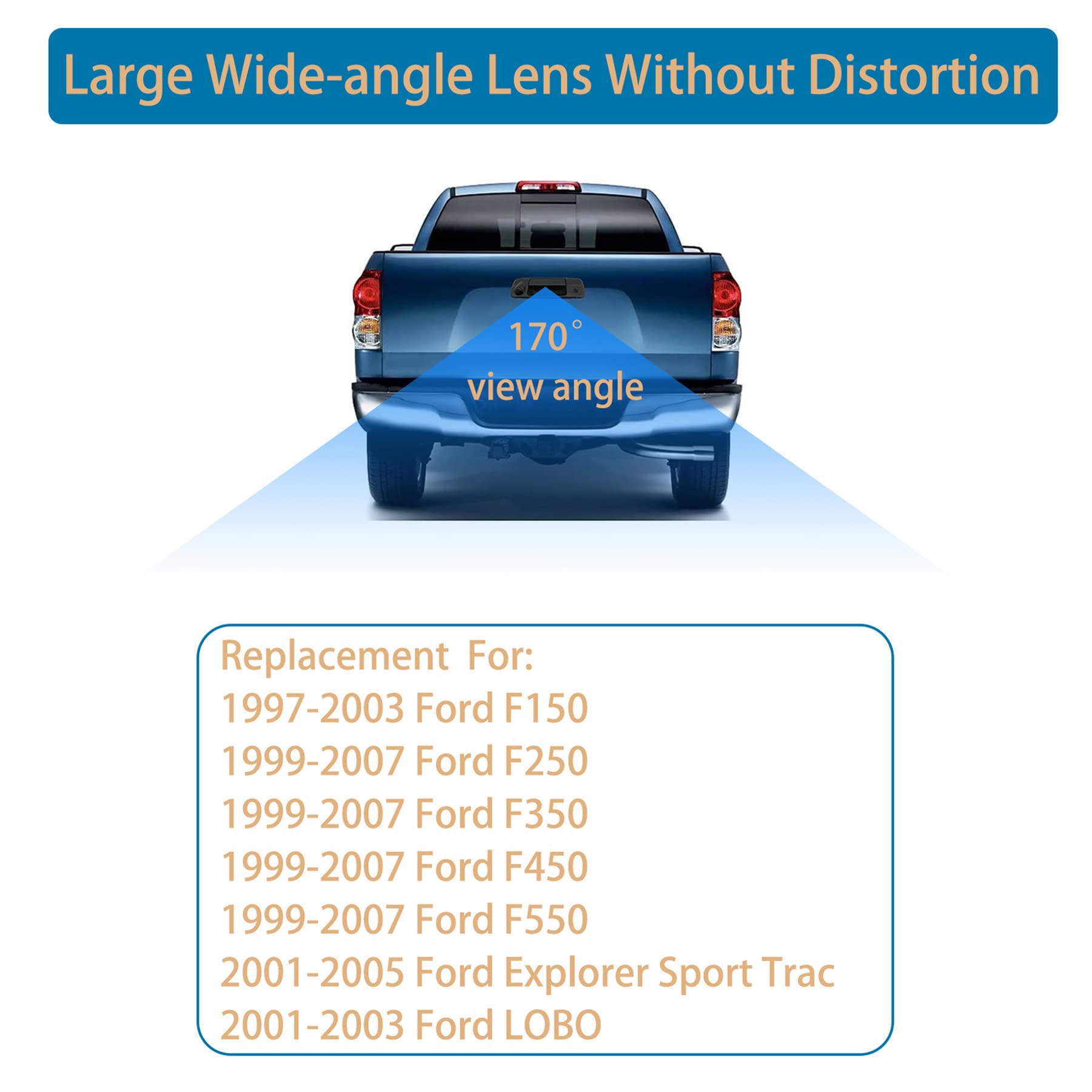 Backup Camera Tailgate Door Handle, Compatible With 1997-2003 Ford F-150, 1999-2007 Ford F-250 F-350 F-450 F-550, 2001-2005 Ford