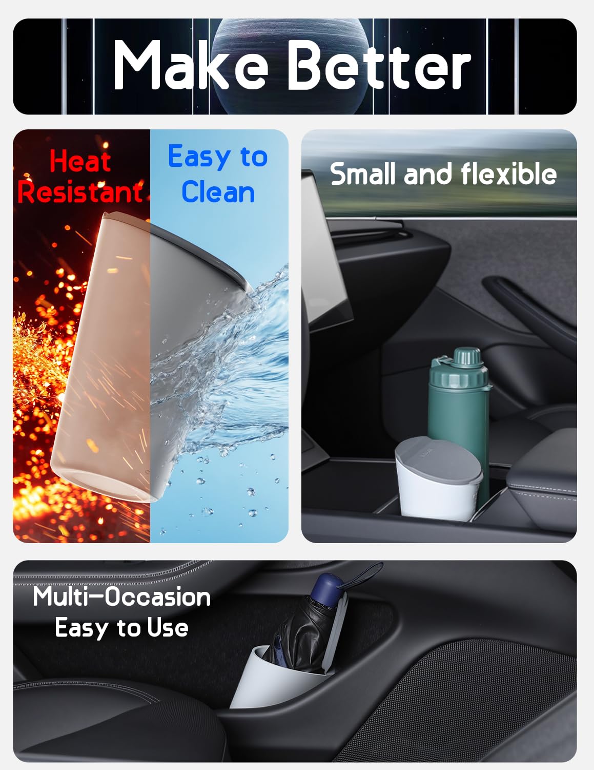 Bmzx Car Trash Can With Lid - Small Car Cup Holder Trash Bin, Fits Auto, Home, Office - Grey 1 Pack