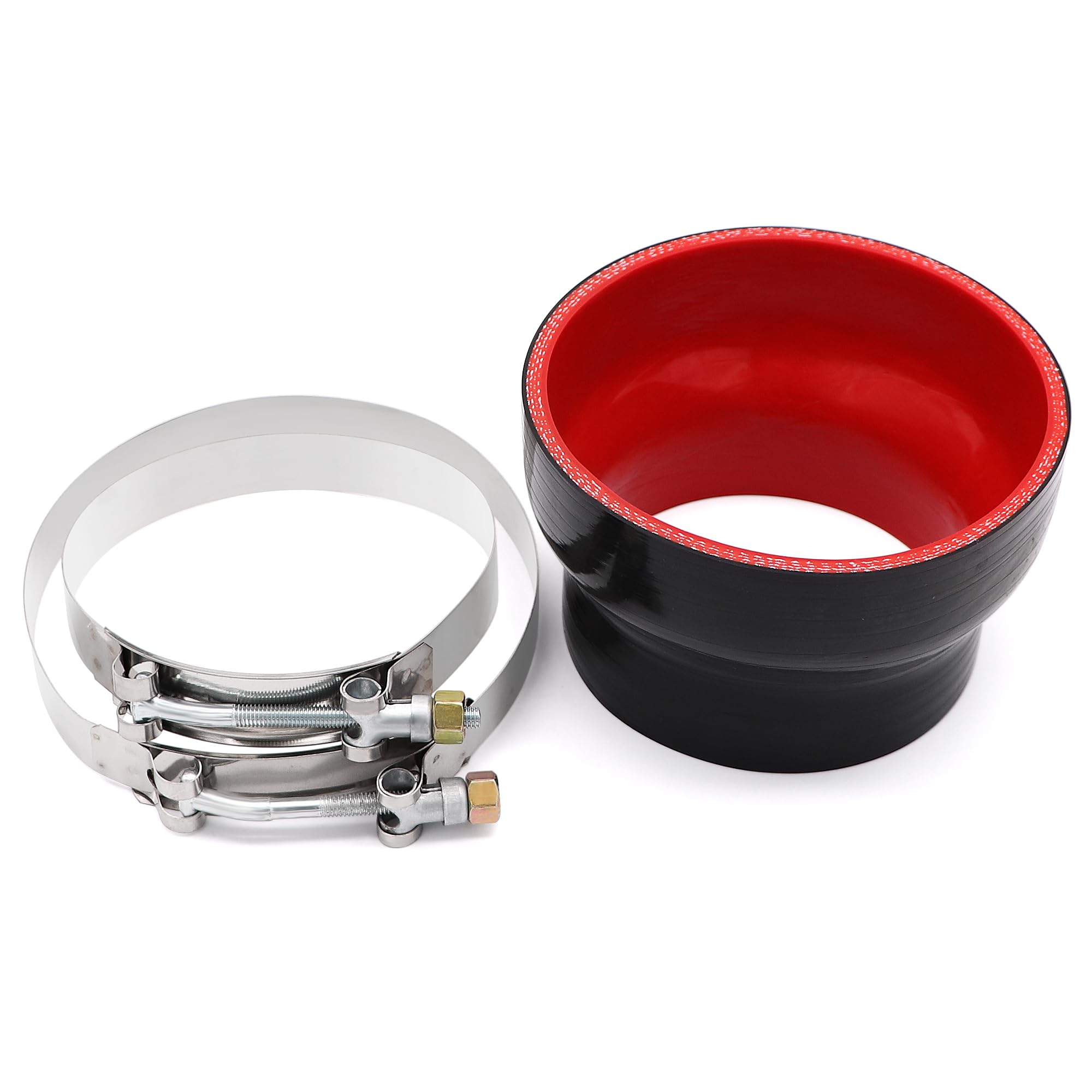 Taukealugs Straight Reducer Coupler Silicone Hose ID 4-inch to 5-inch 4-Ply with Stainless Steel T-Bolt Clamp for Automotive Tur