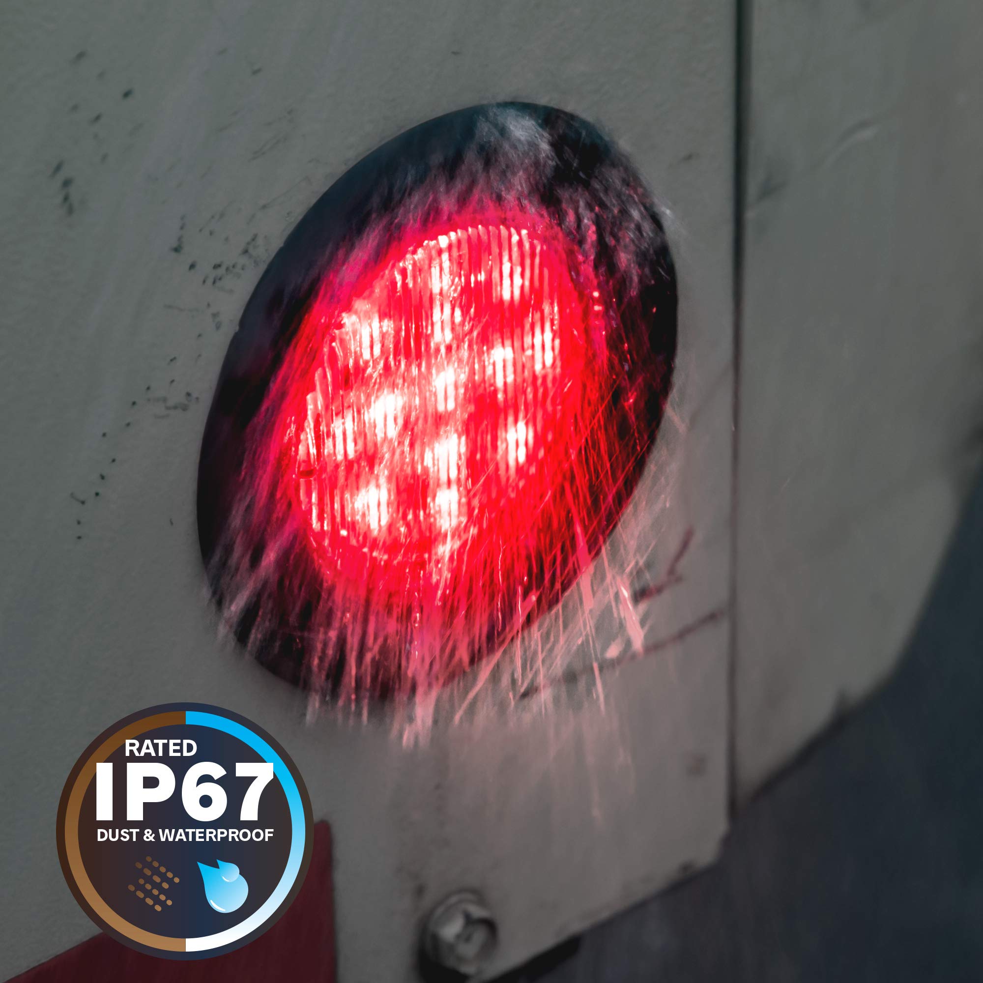 True Mods 4Pc 2.5'' 12V Red Round Led Clearance Side Marker Lights [Dot Fmvss 108] [Sae P2] [Reflector Lens] [Grommet & Plugs] [