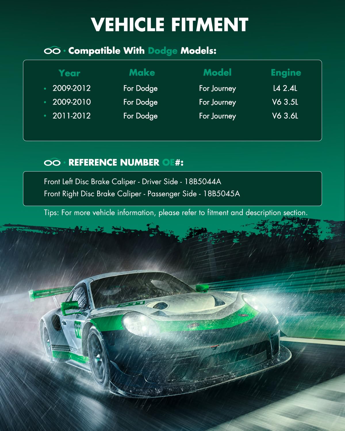 Scitoo Front Brake Caliper With Bracket 18B5044A, 18B5045A Compatible For Dodge Journey 2009-2012