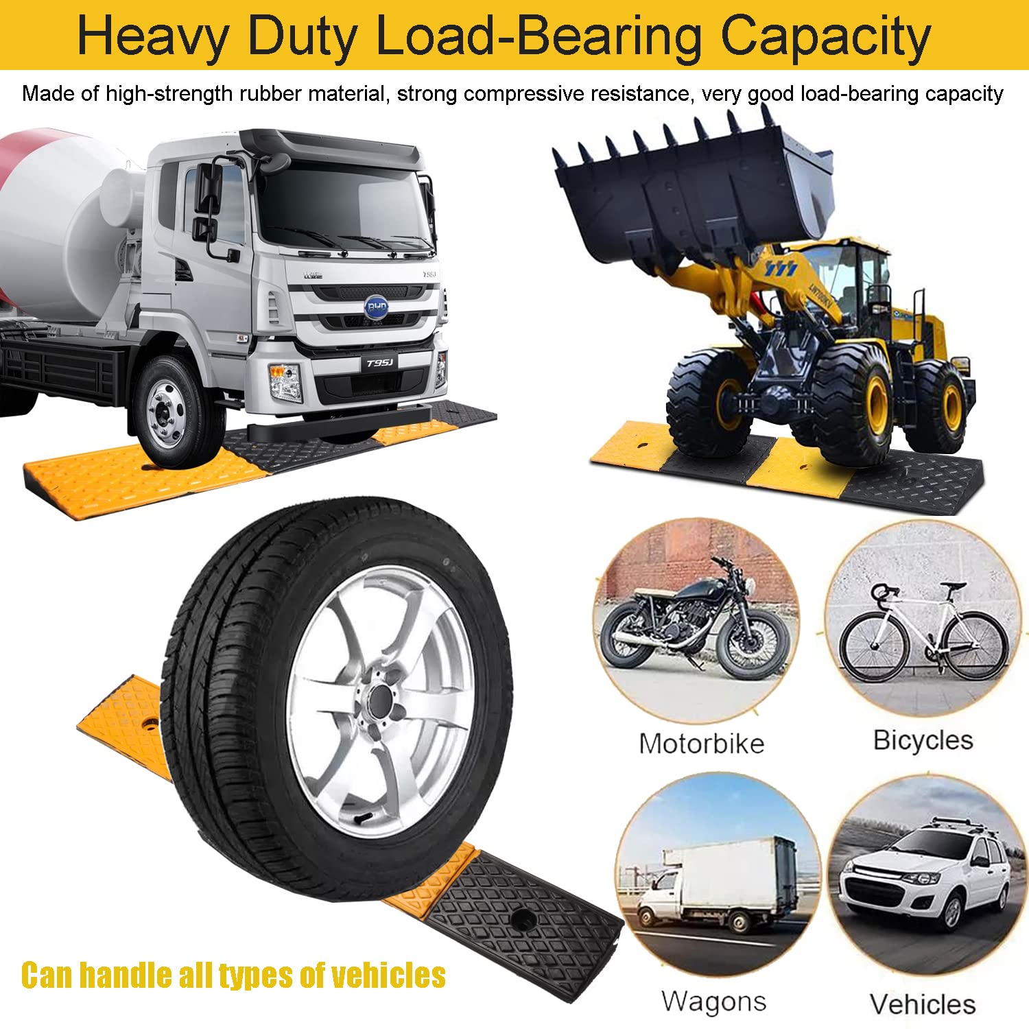 Nisorpa 2'' Rubber Curb Ramps Heavy Duty Driveway Curb Ramps Loading Rubber Curb Ramp Threshold Ramp For Car Vehicle Suv Truck M