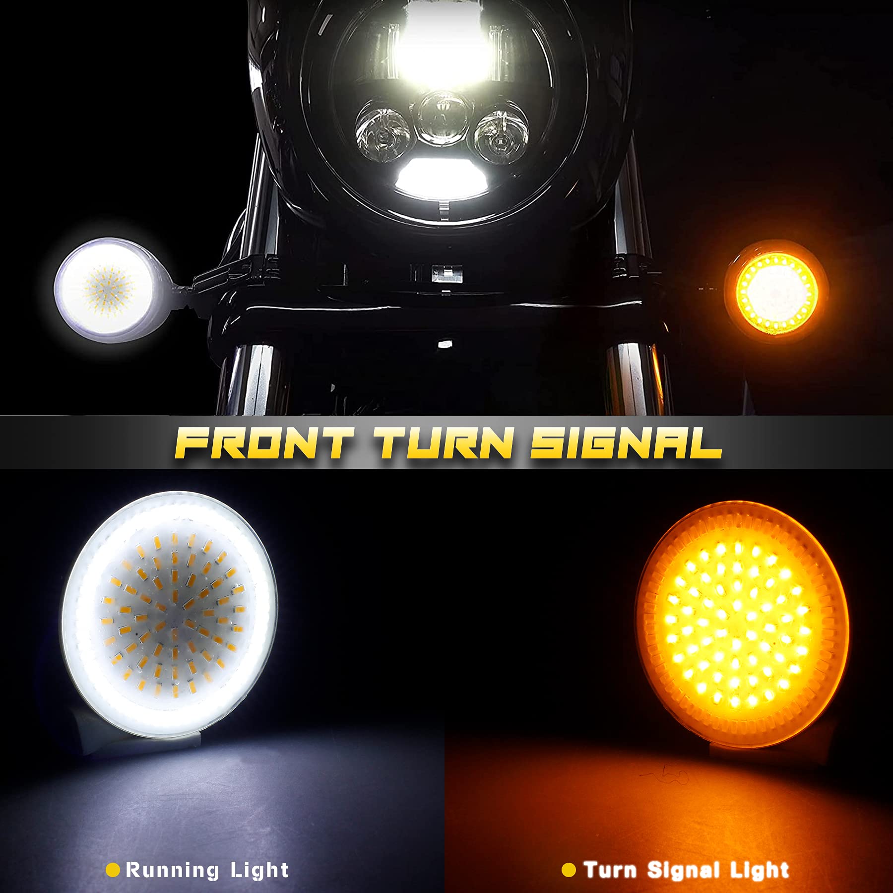 Nthreeauto 1157 Led Turn Signals 2Inch Bullet Front Rear Turn Signal Light Smoked Lens Covers Kit Smd Bulbs Compatible With Harl