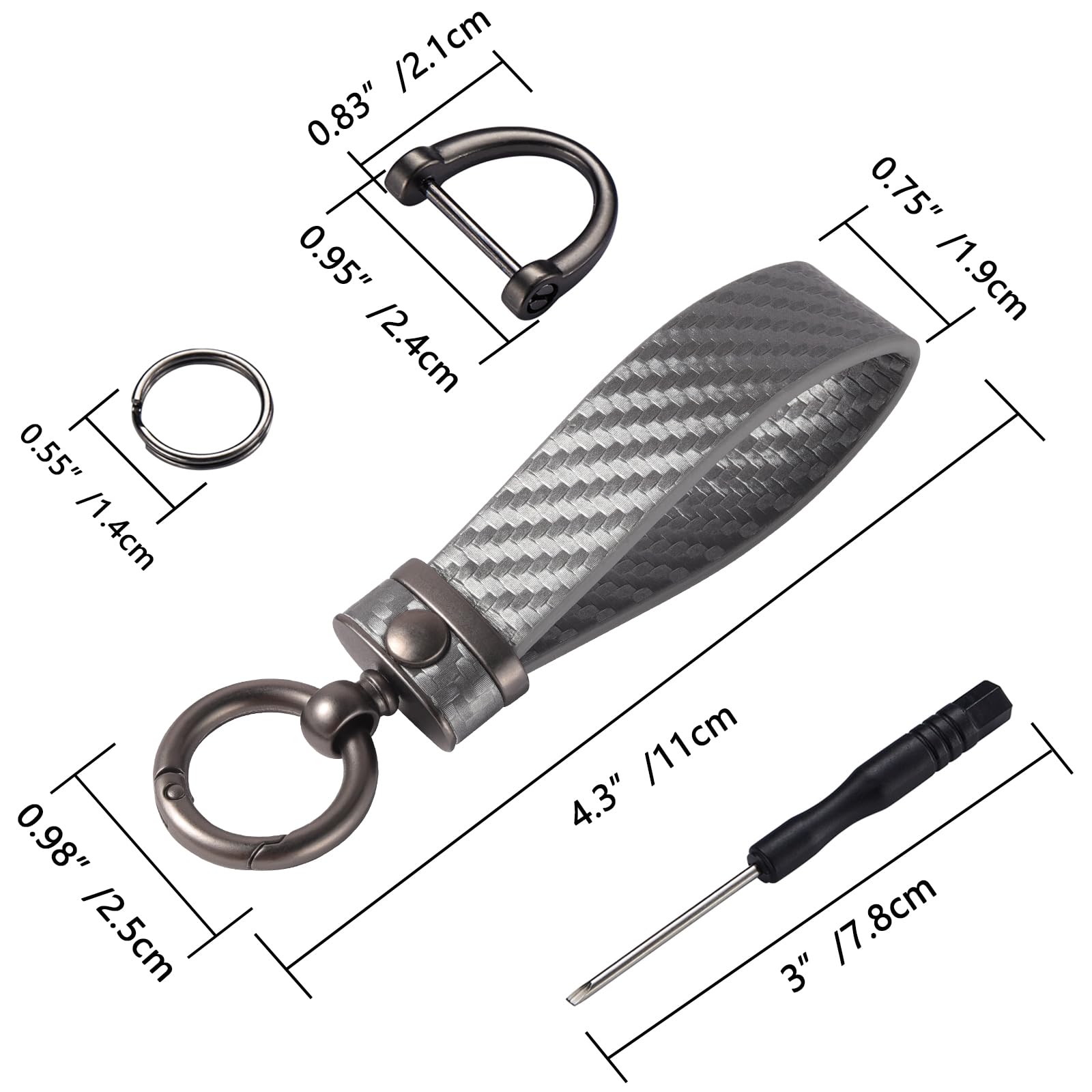 Dekewei Carbon Fiber Car Keychain Microfiber Leather Key Chain,Universal Car Key Holder For Men And Women,Car Key Fob With Anti-