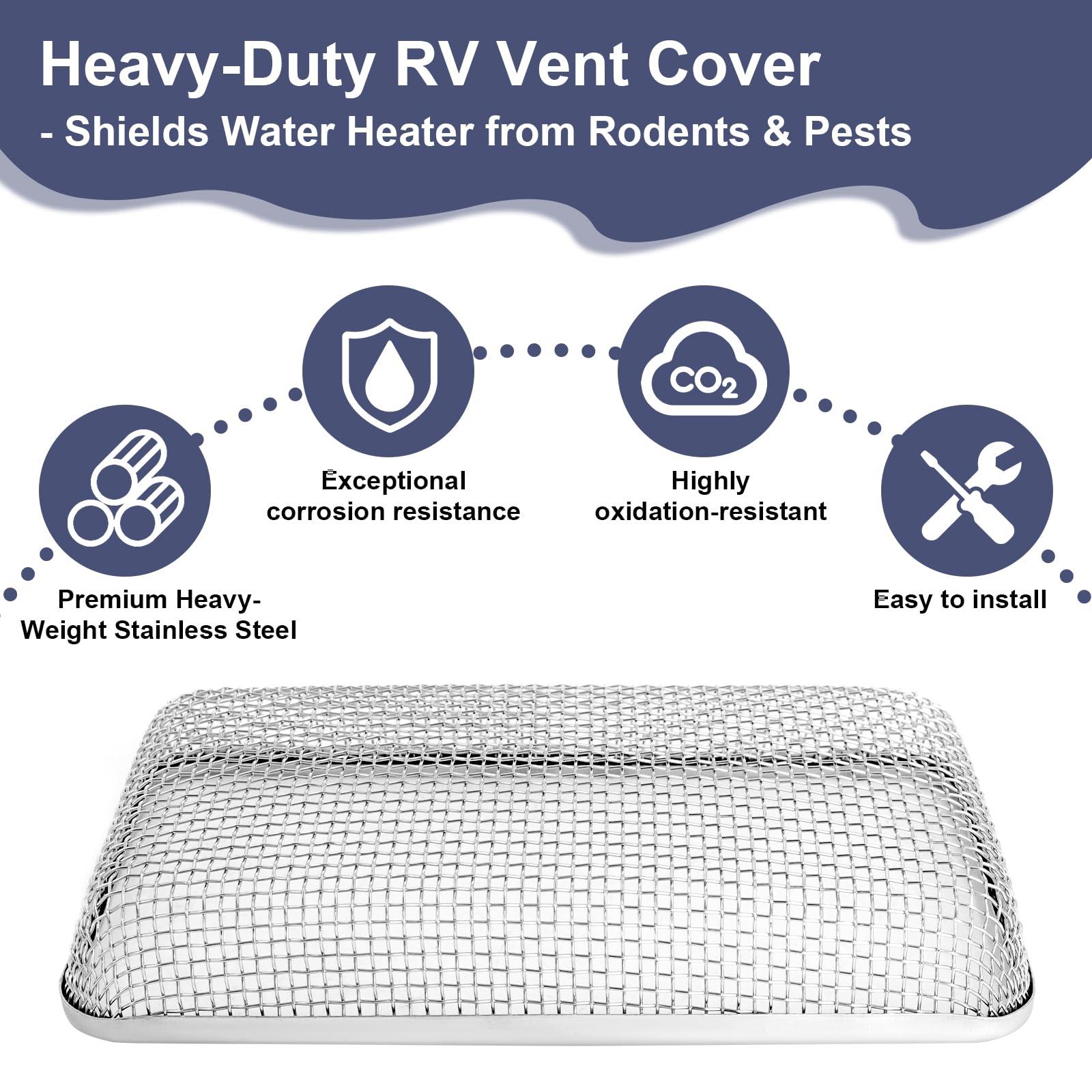 RV Furnace Vent Cover,Flying Insect Bug Cover,Stainless Steel Screen to Protect RV Water Heater from External Creature,7.5''x 4.
