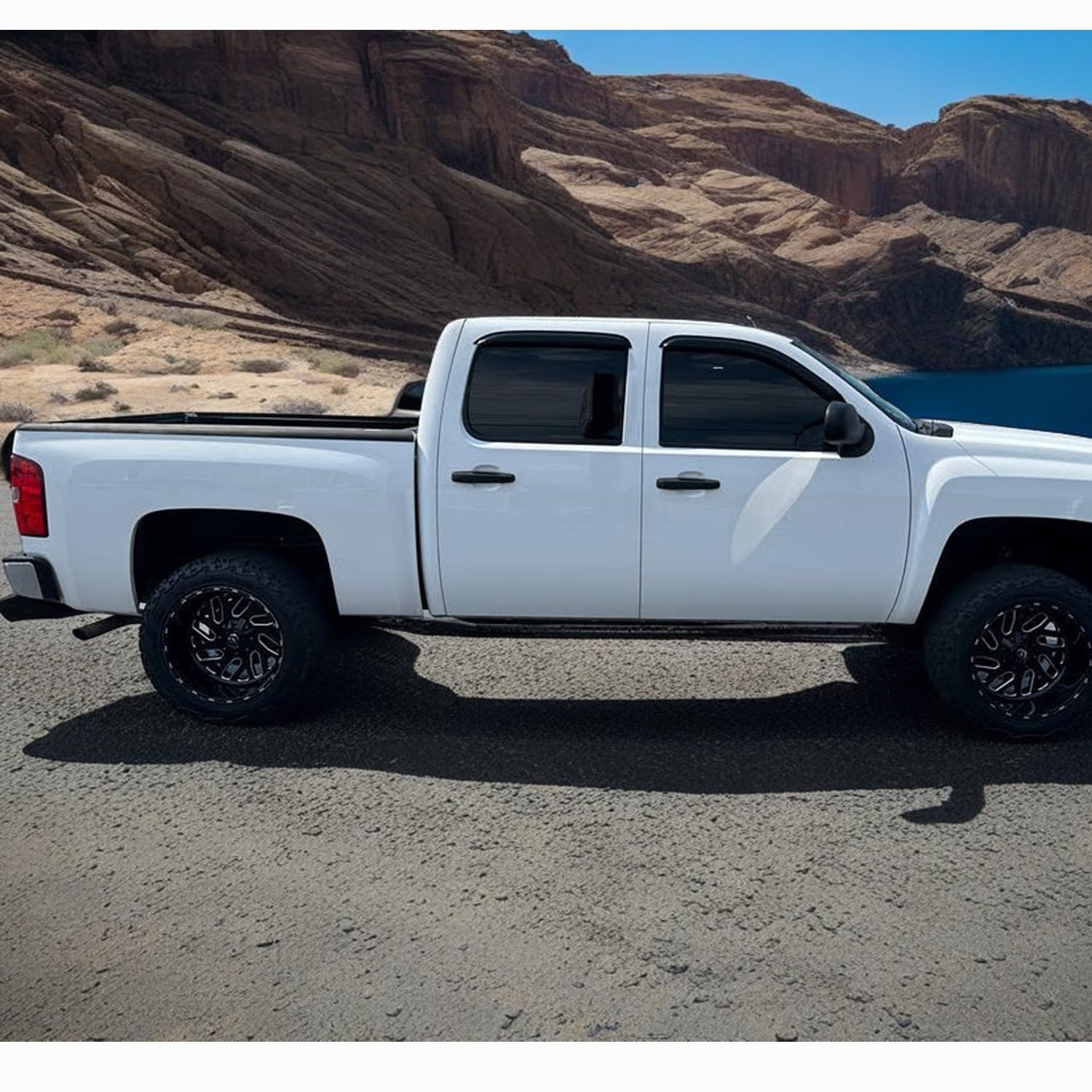 Window Visor Sun Shade Vent Deflector Rain Guard Compatible With 07-13 Silverado & Sierra 1500, 07-14 Silverado & Sierra 2500 Hd