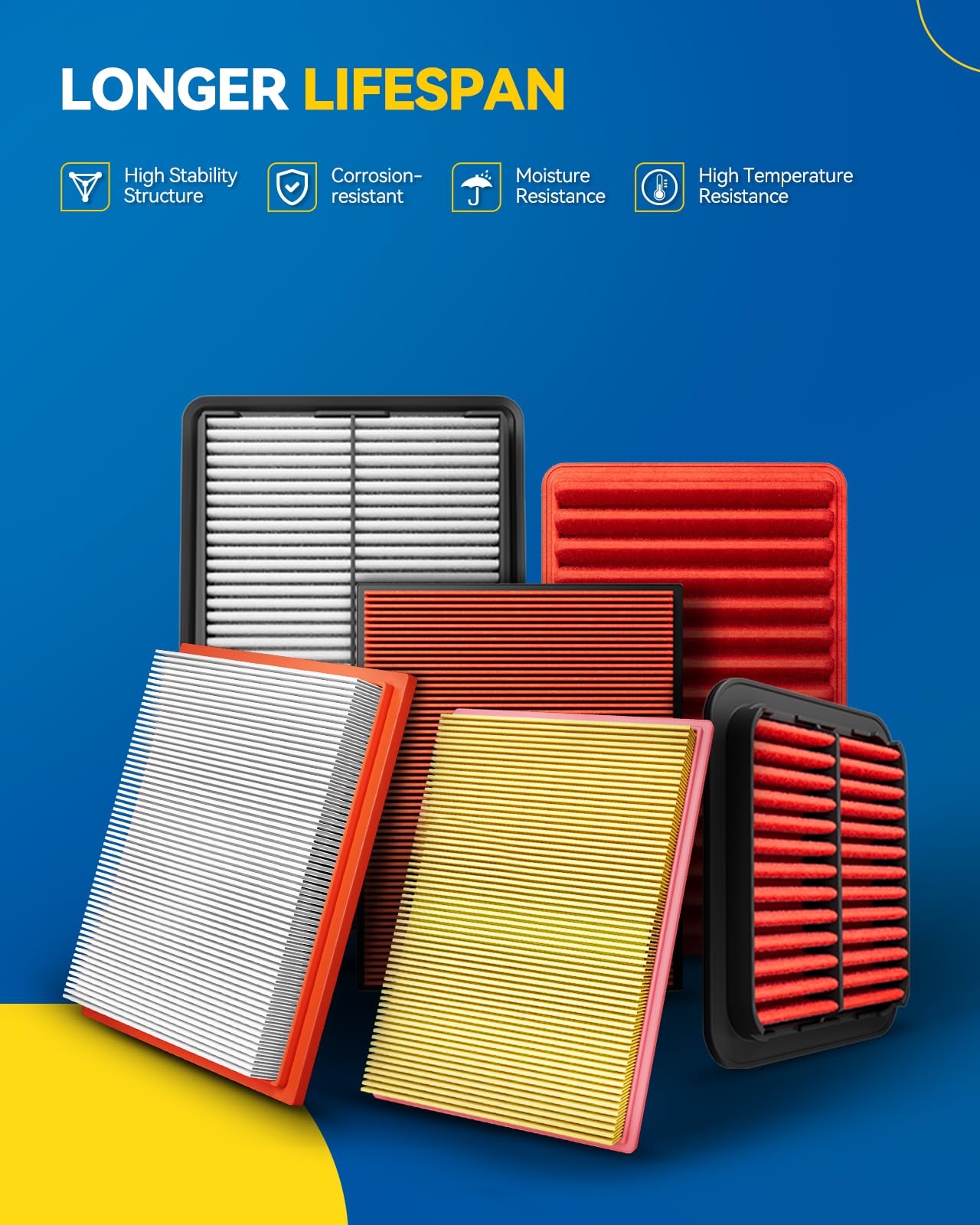 PHILTOP Engine air filter CA10699 Replacement for 2010-2011 Kia Soul L4 1.6L 2.0L, Rigid Panel