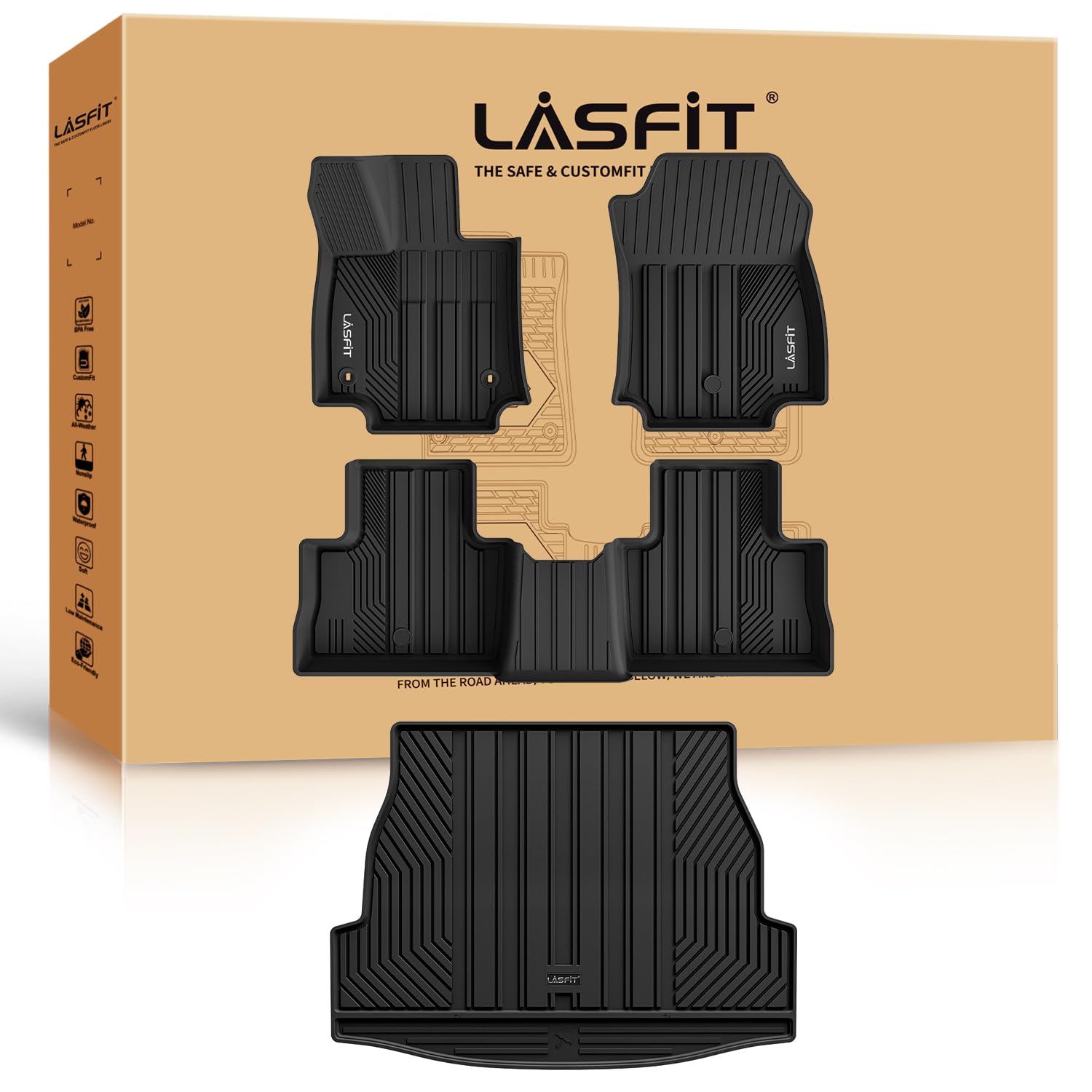 Lasfit Floor Mats&Trunk Mat For Toyota Rav4 2019-2025(Not Fit Hybrid) All Weather Tpe Mats Custom Fit For Floor Liner For Toyota