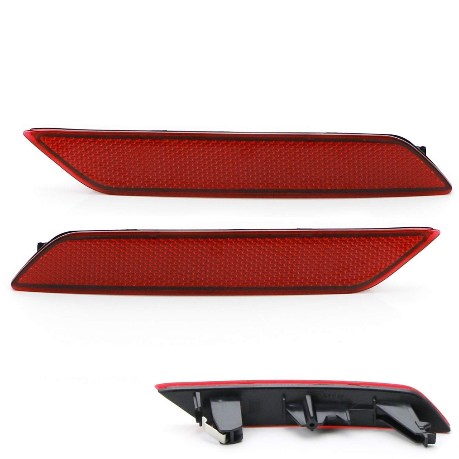 Ijdmtoy Red Lens Rear Bumper Reflector Lenses Compatible With 2013-2015 Honda Civic Sedan 9Th Gen, Oe-Spec Lh Rh Assembly