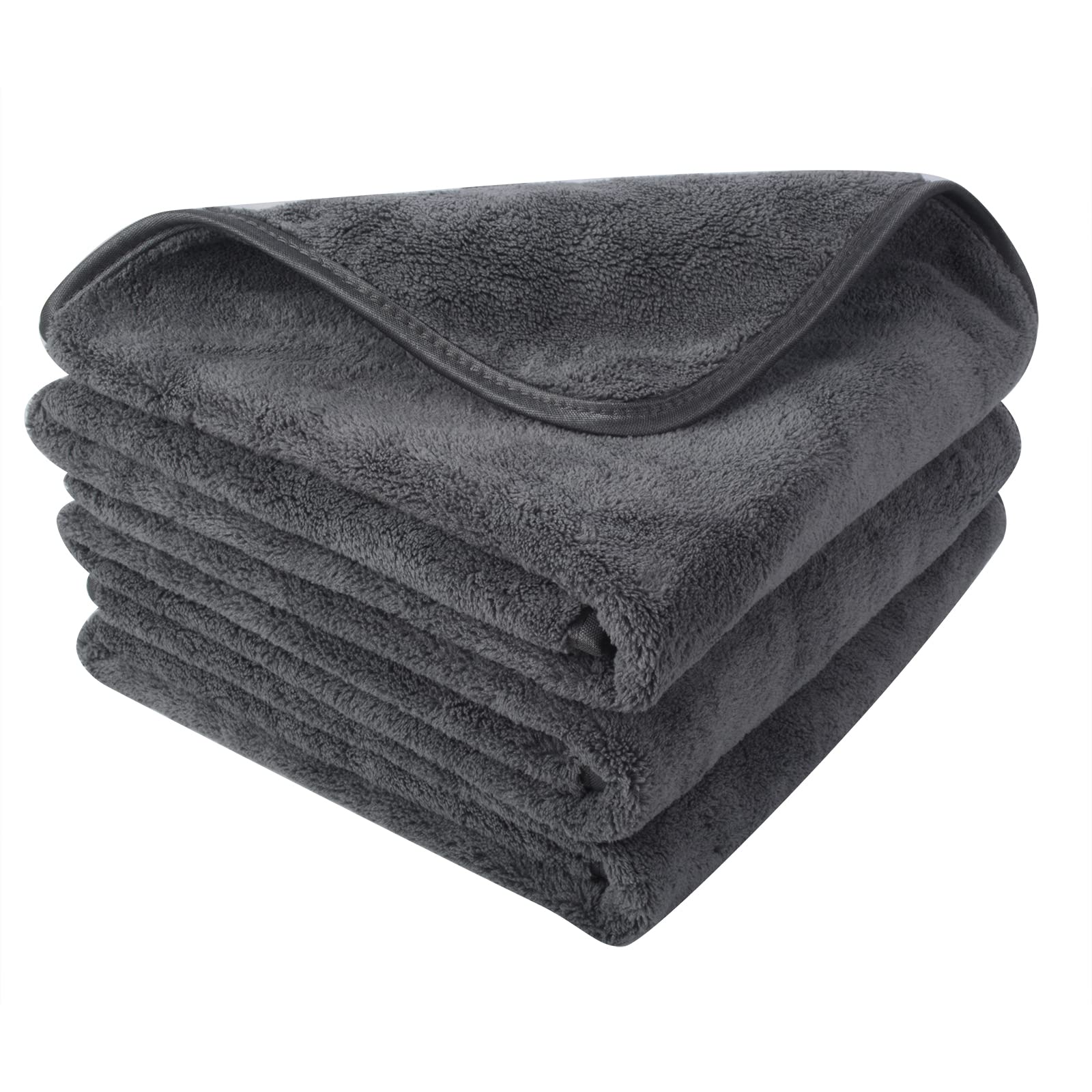 Sinland Microfiber Car Drying Towels Ultra Absorbent Car Cleaning Cloths Auto Detailing Towels Without Scratching 16Inch X 24Inch 3Pack Grey