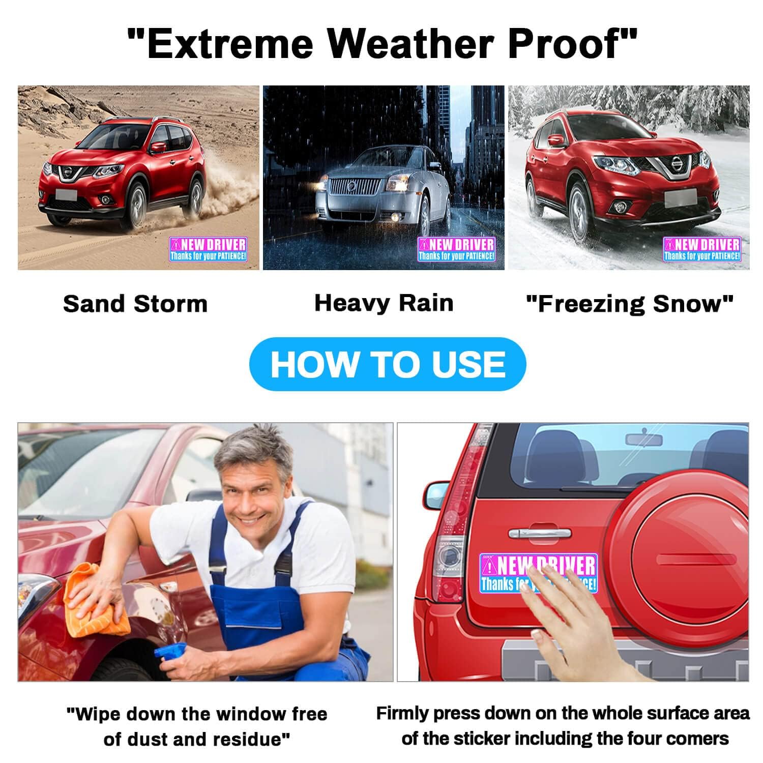 Sukh New Driver Magnet - Student Funny Be Patient Safety Warning Rookie Driver Car Bumper Magnets Car Accessories Teen Boys Girl