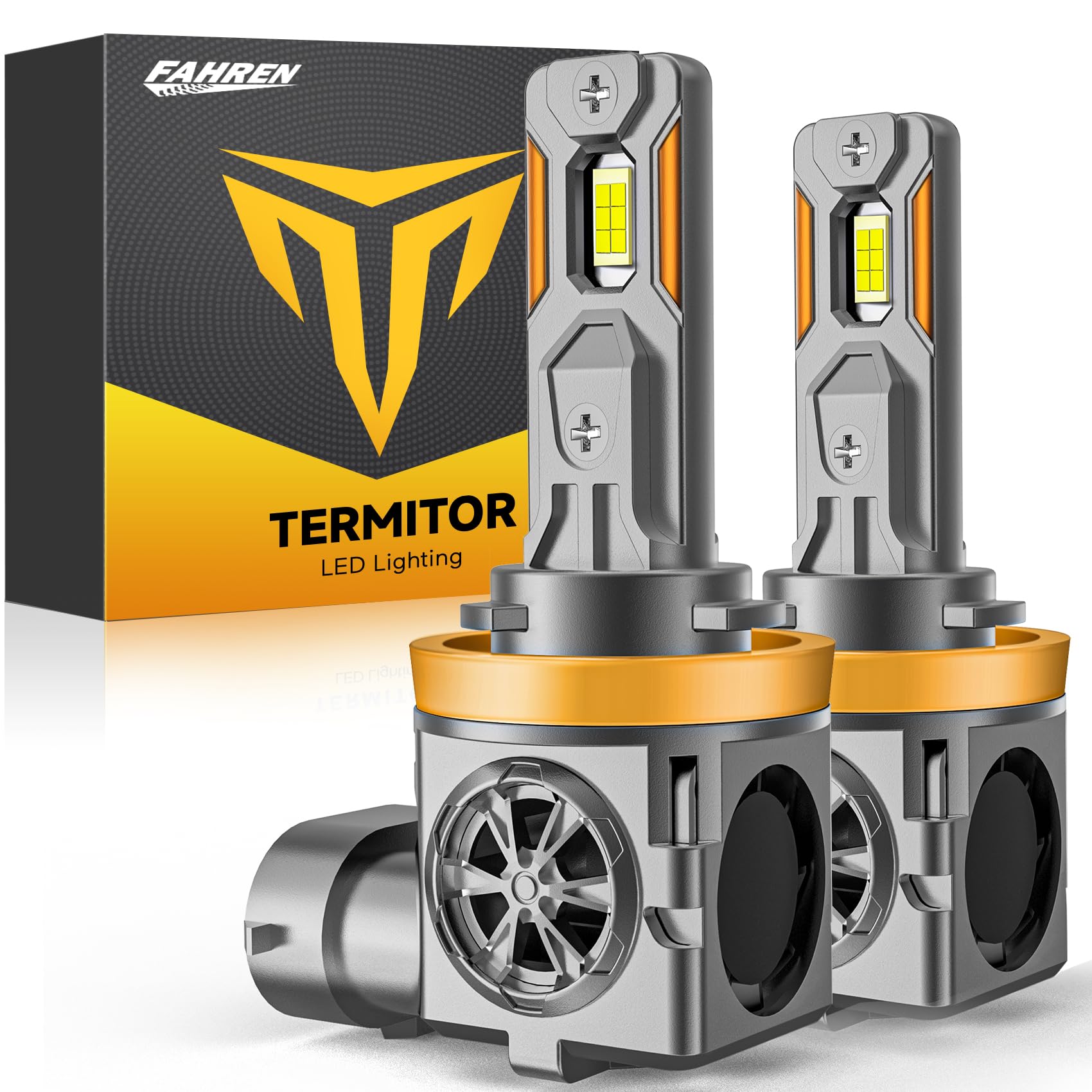 Termitor Upgraded H11/H9 Bulbs, 80,000LM Ultra Brightness, 6500K Cool White 1:1 Mini Size No Adapter Required, 80,000hrs+ Lifesp