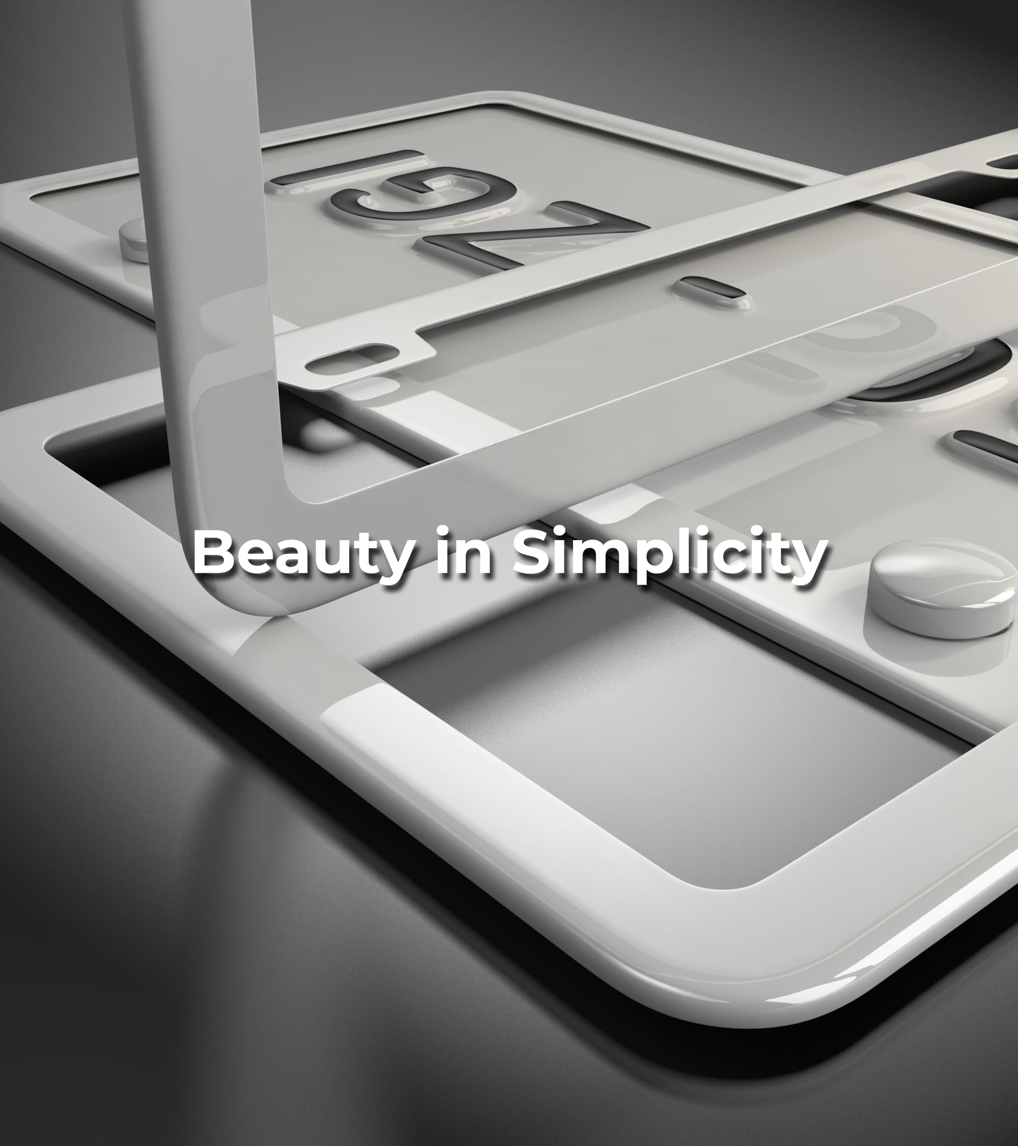 Deselen White License Plate Frame, Metal Thin Stainless Steel With 2 Holes Screw Cap, 2 Pack (White)